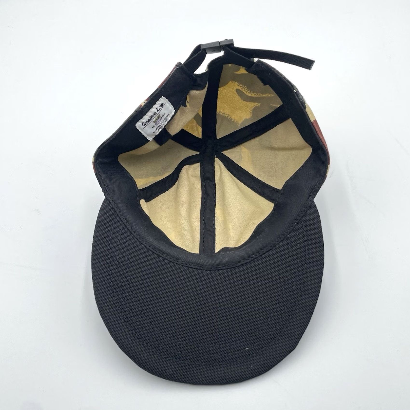 Vintage Creative King Camouflage Nylon 6 Panel Long Bill Strapback Hat USA Made Size ONE SIZE - 5 Thumbnail
