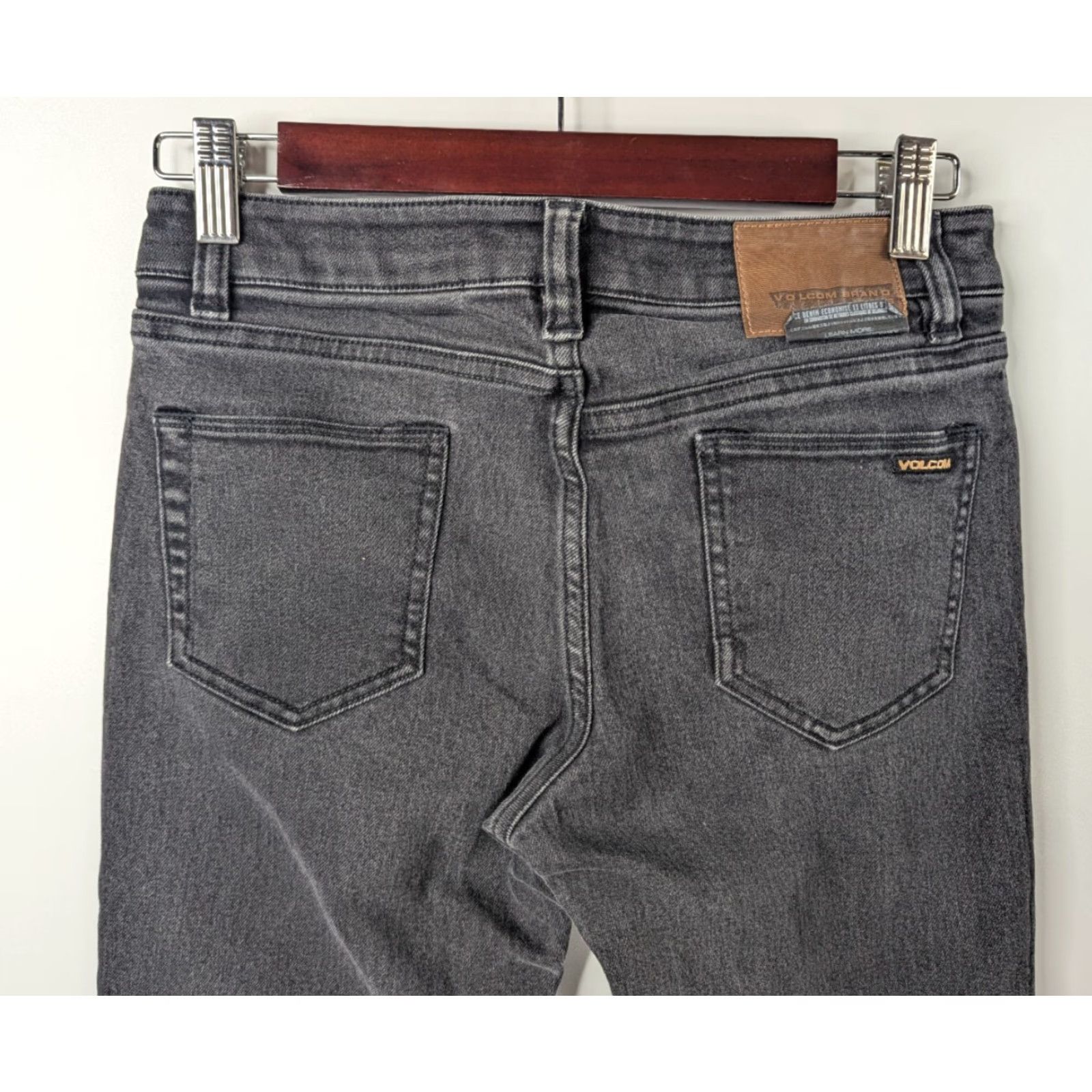 Volcom Volcom Vorta Slim Straight Jeans Womens Size 27 Stretch Black Denim Skater Size 27" / US 4 / IT 40 - 5 Thumbnail