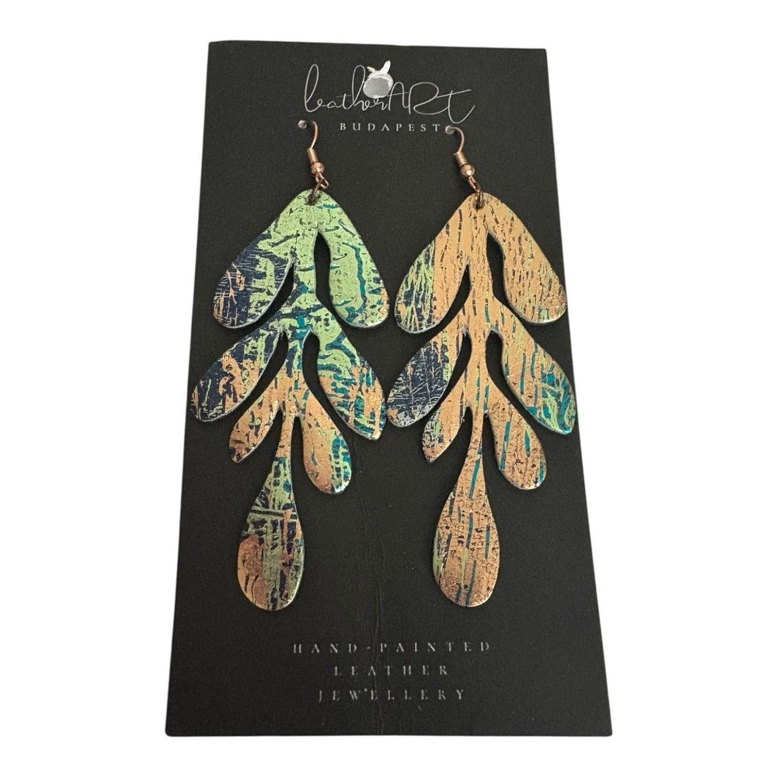 Other European NEW Hand-Painted Leather Hook Earrings Size ONE SIZE - 1 Thumbnail
