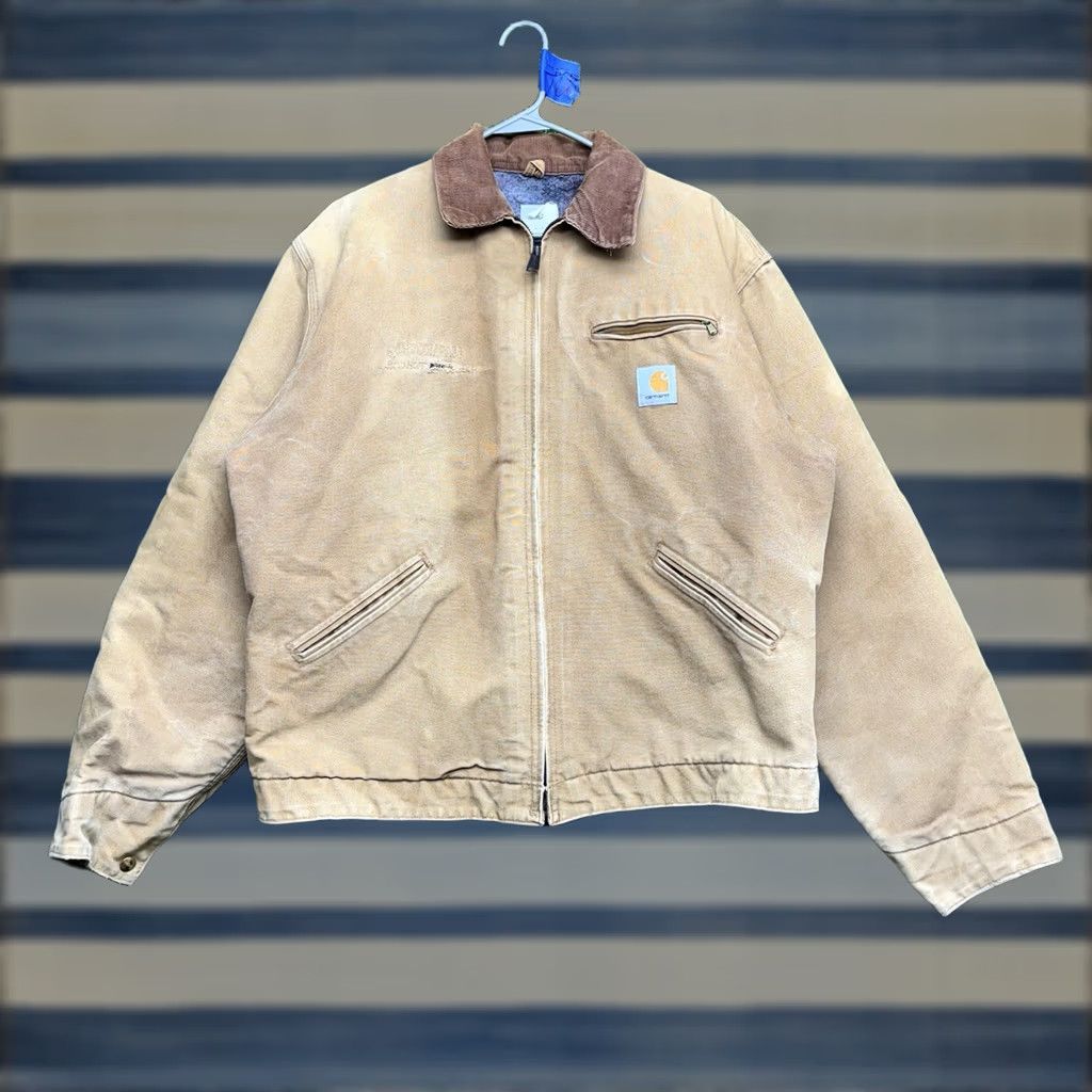 Carhartt VINTAGE Carhartt J01 Detroit BRN Canvas Lined Workwear Jacket Mens 46 Tall J97 USA Y2K Distressed Heritage Wool? Size US S / EU 44-46 / 1 - 1 Thumbnail