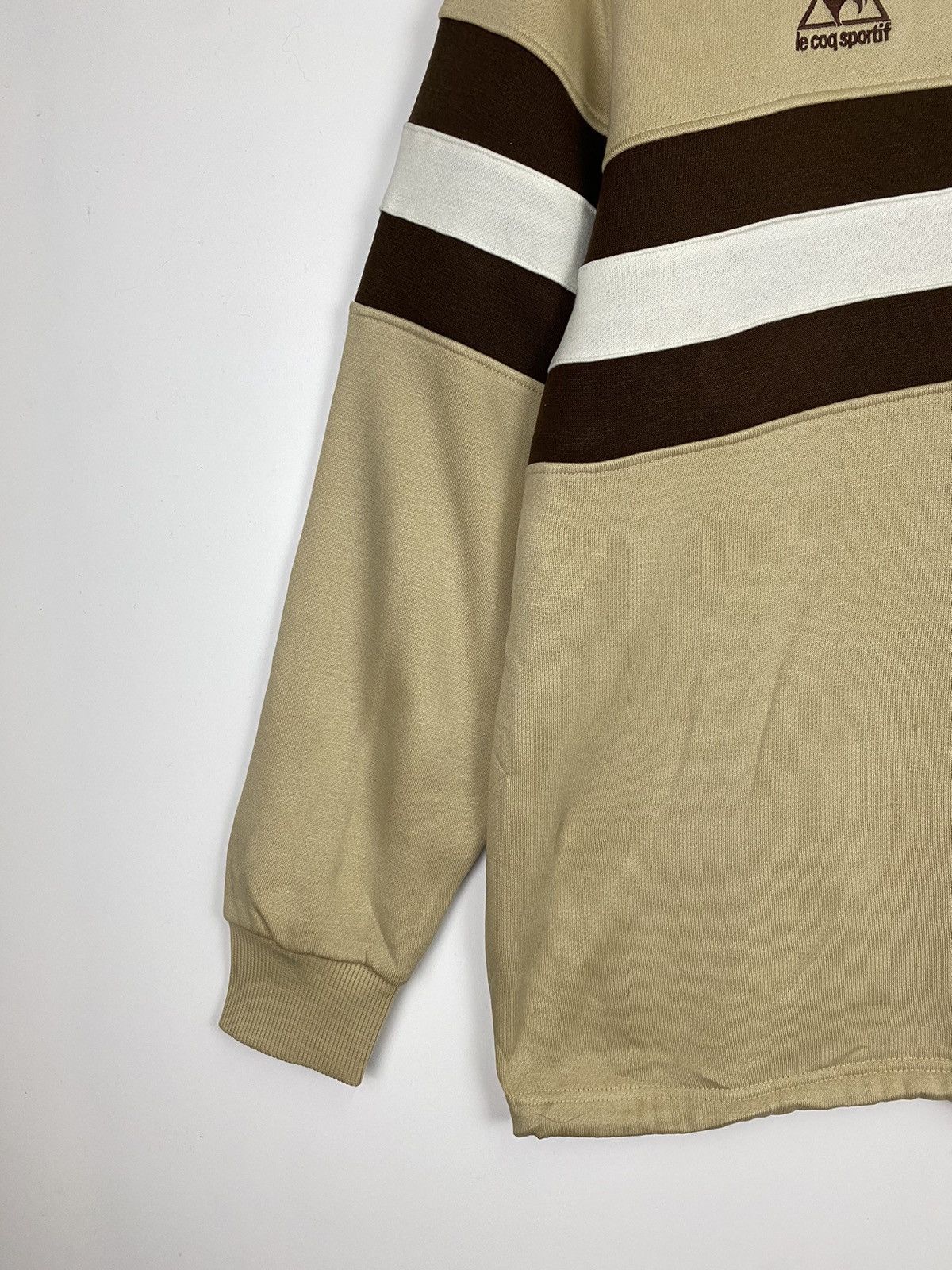 Le Coq Sportif × Vintage Vintage Le Coq Sportif Half Zipper Stripe Size US XL / EU 56 / 4 - 4 Thumbnail