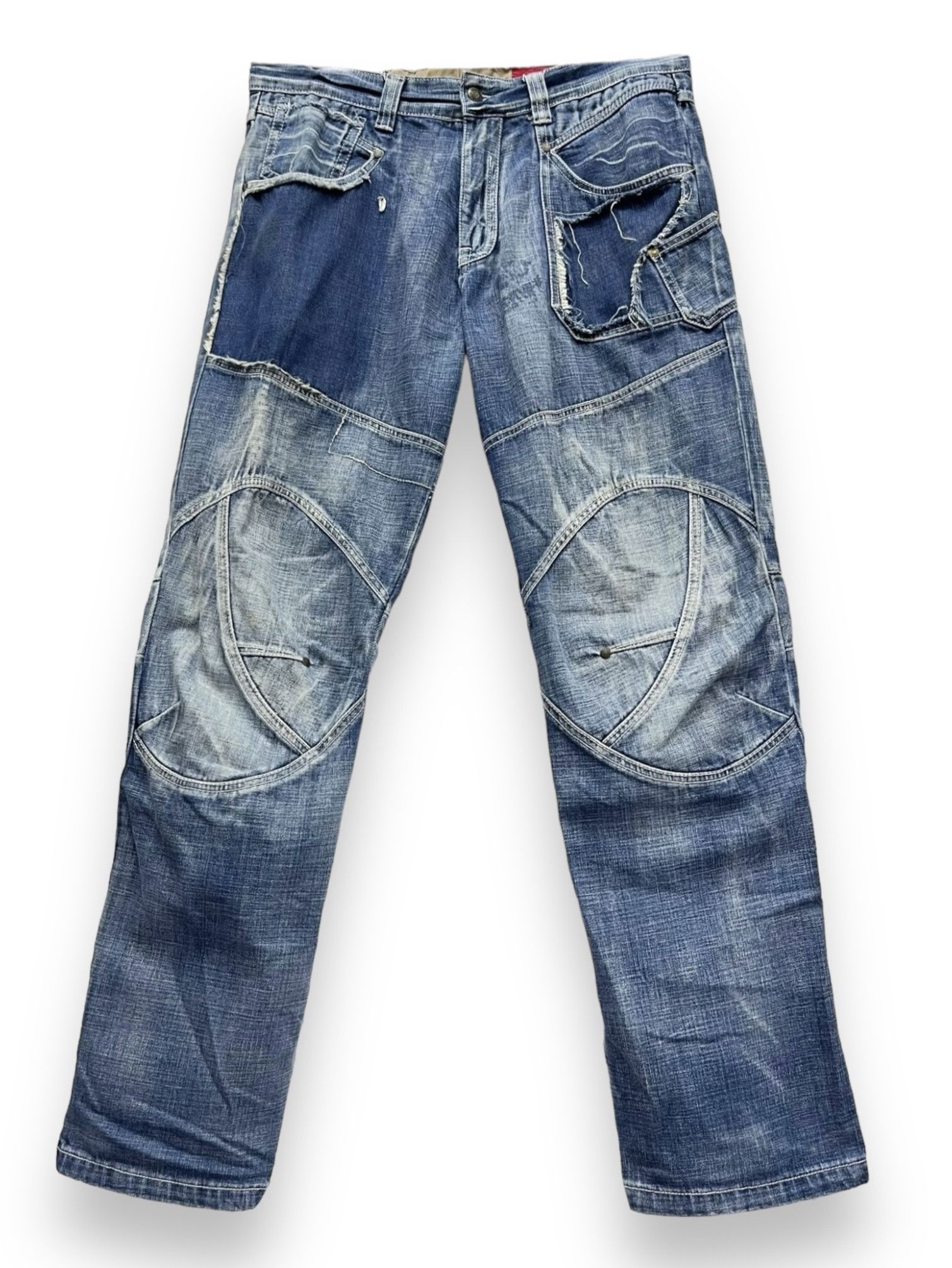 Fashion Victim FYE🔥TOUGH JEANSMITH Designer Distressed Bartack Denim Pants Size US 34 / EU 50 - 1 Thumbnail