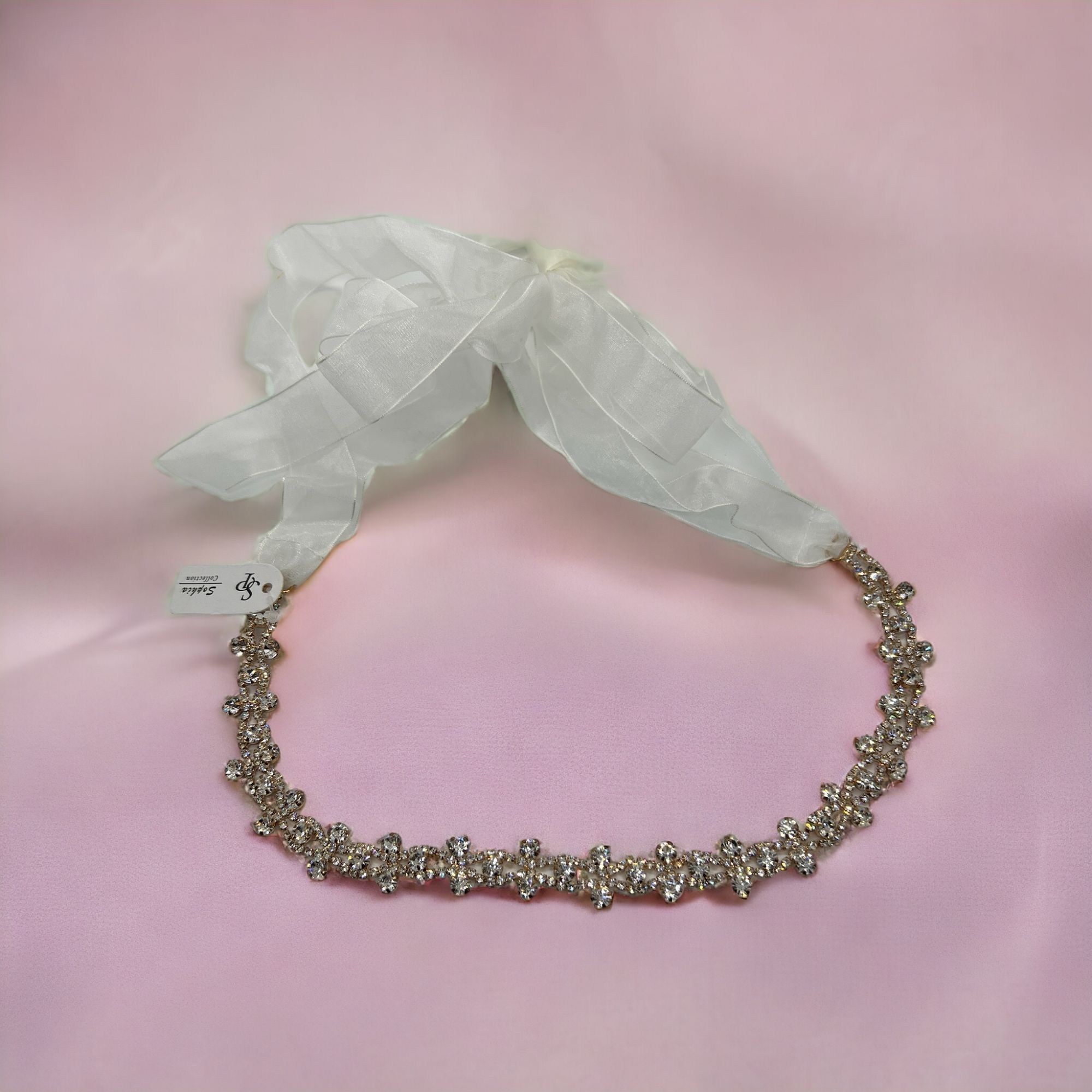 Other Sophia Collection Clear Rhinestone Ribbon Belt Wedding Bride Size ONE SIZE - 1 Thumbnail