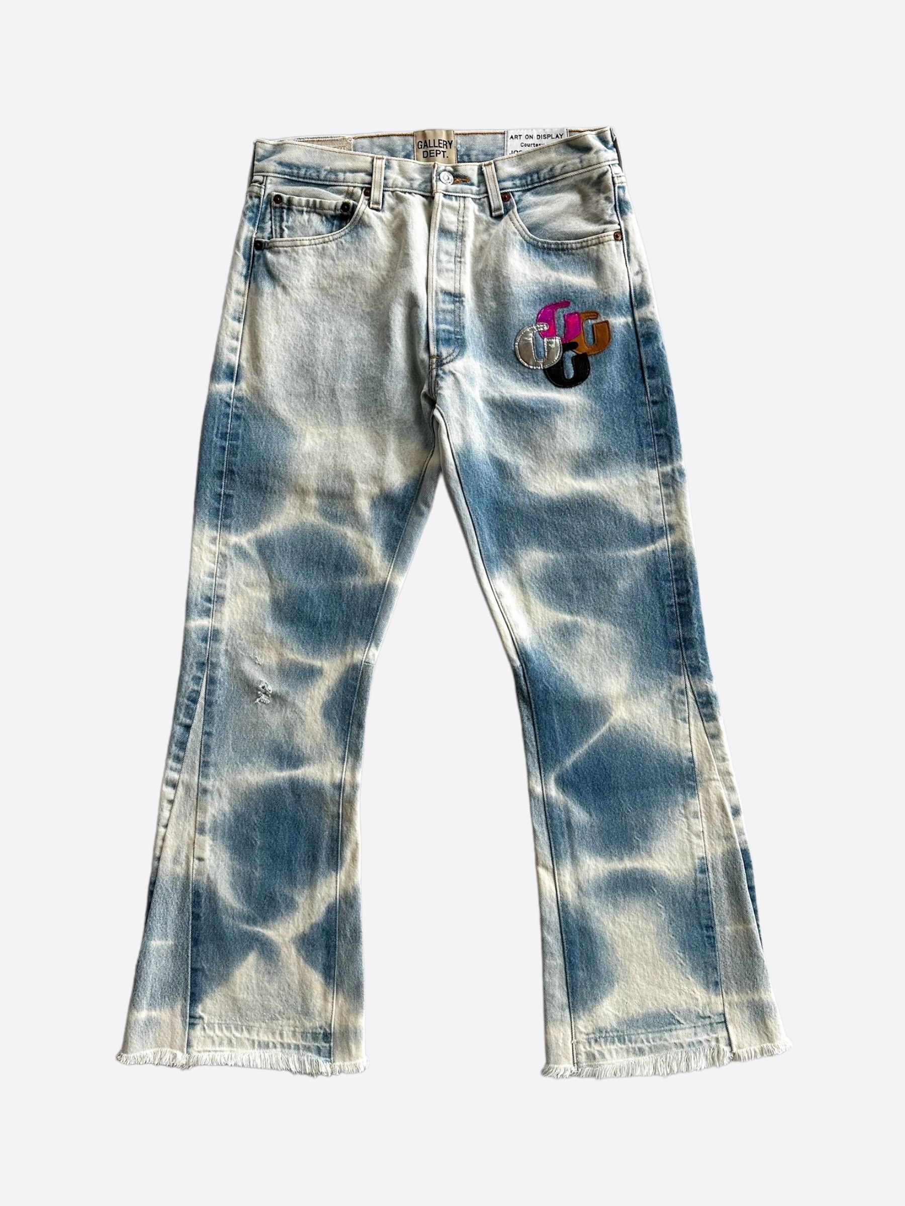 image of Gallery Dept Levis Blue Sunfaded G Patch Flare Jeans, Men's (Size 32)