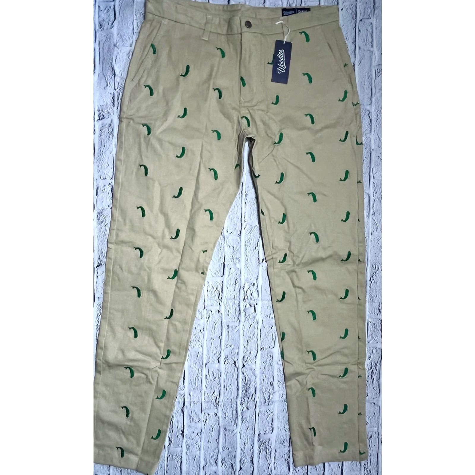 Vintage VINTAGE Woodies Pants Mens Chino Casual Regular Beige Khaki 37 34 Inseam Flat Front Button Zip Lined Cotton Wool? Size US 37 - 3 Thumbnail