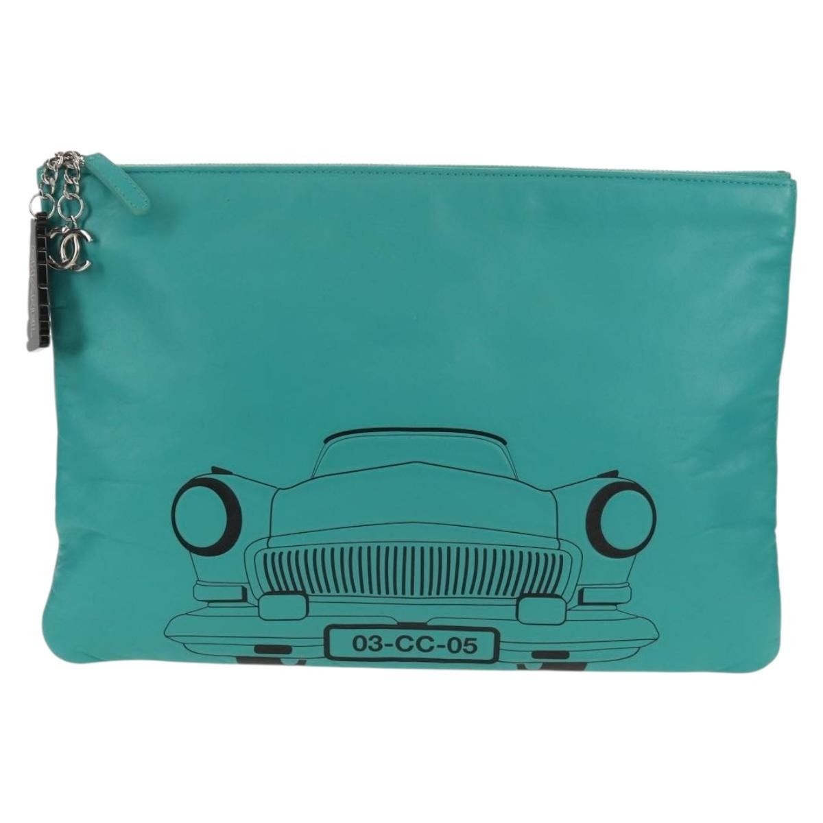 Chanel Chanel Clutch Bag Lamb Skin Emerald Green CC Size ONE SIZE - 2 Thumbnail
