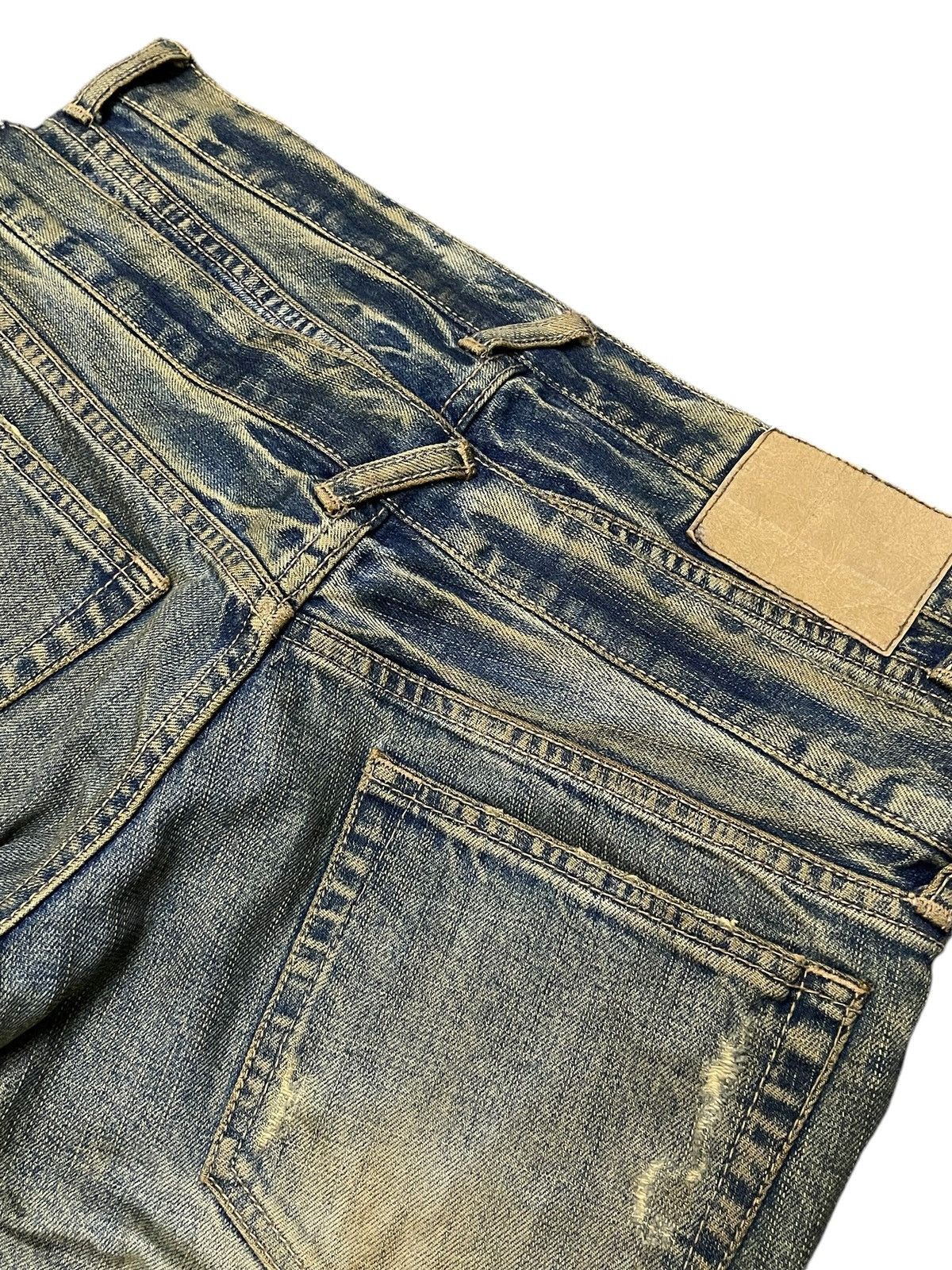 Japanese Brand Archive PPFM Pierced Mud Wash Double Waist Distressed Jeans Size US 31 - 18 Thumbnail