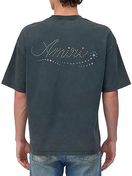 os11x0326 Logo Stud Oversized T-Shirt in Black