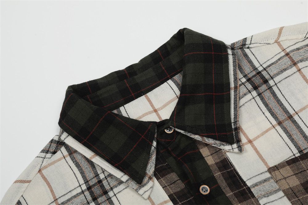 Japanese Brand × Vintage Men's trendy fake two-piece lapel plaid shirt Size US M / EU 48-50 / 2 - 3 Thumbnail