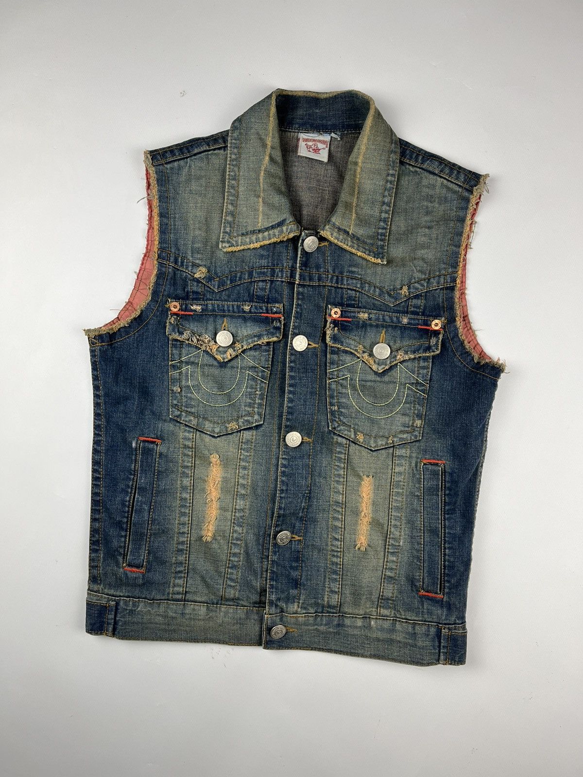 True Religion True Religion Row Seat denim jeans vest jacket y2k style ...