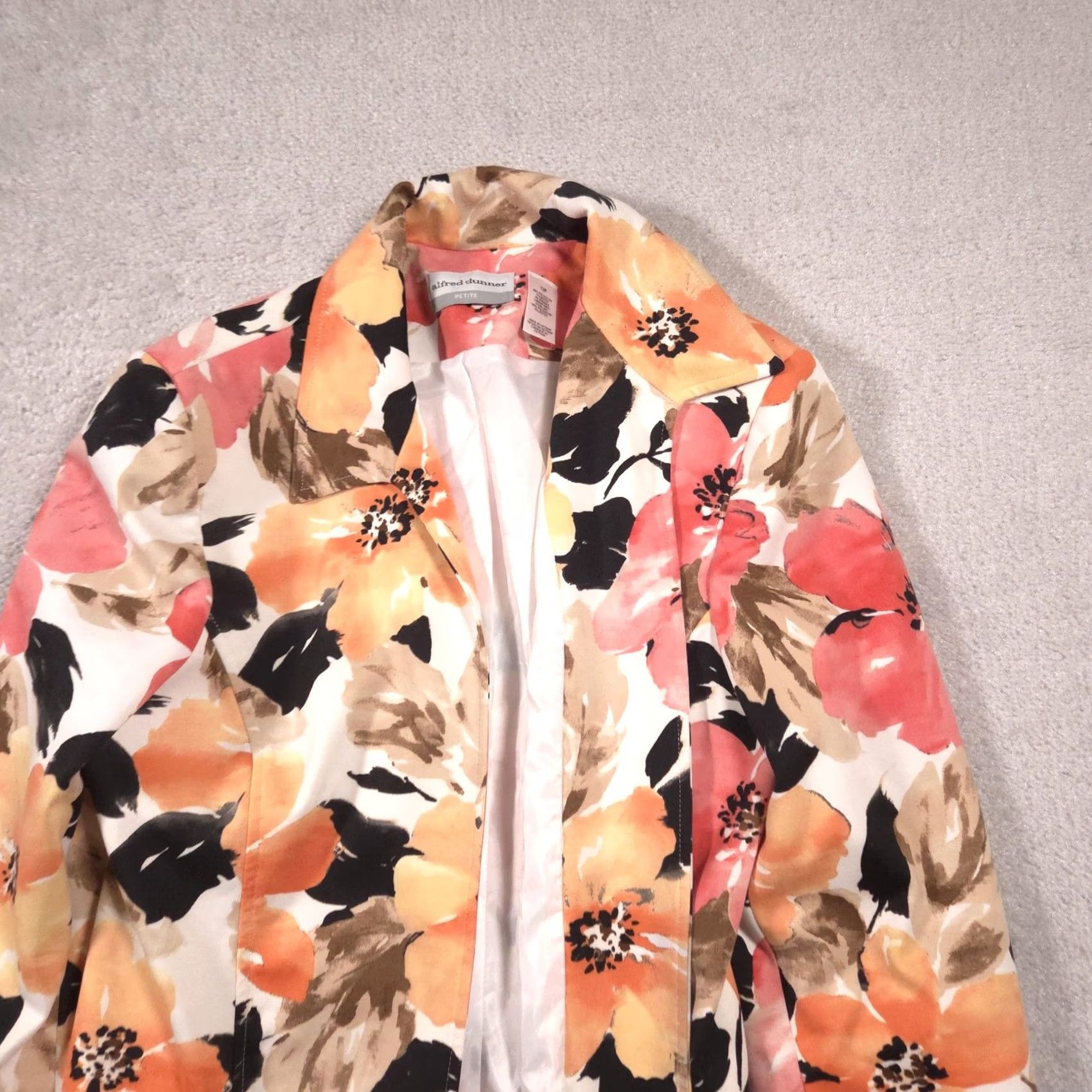 Vintage Alfred Dunner Blazer Womens 12P Floral Open Front Lined Stretch Jacket Size XL / US 12-14 / IT 48-50 - 2 Thumbnail