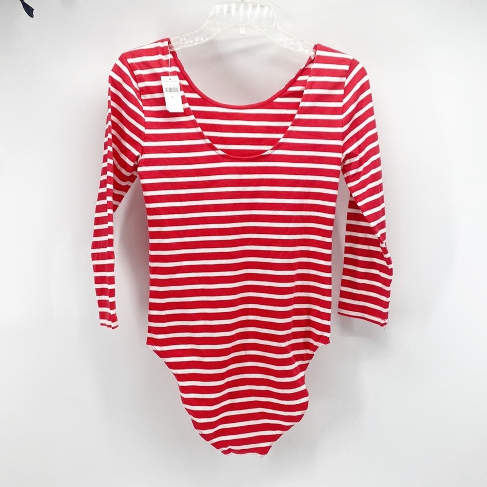 Gap Gap red white striped scoop neck 3 quarter sleeve bodysuit Size S / US 4 / IT 40 - 4 Thumbnail