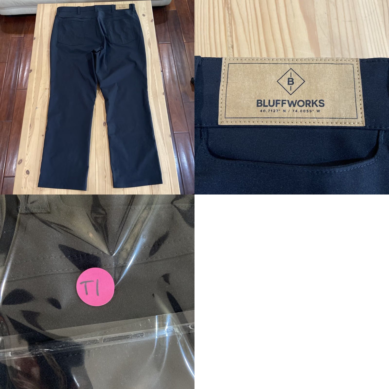 Vintage Bluffworks Pants Mens 36x28 Black Ascender Tailored Fit Travel Tech Chino Slm Straight Pocket Zip Front Flat Front Size US 36 / EU 52 - 8 Thumbnail