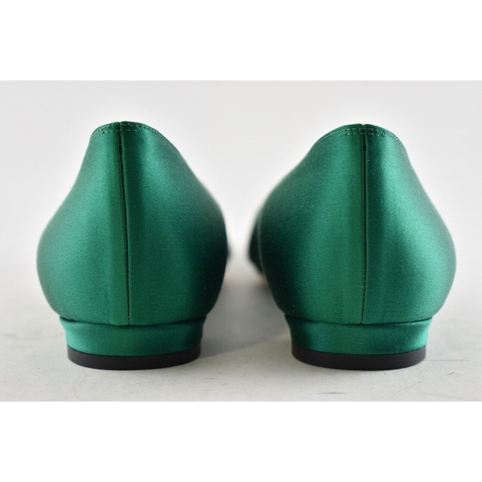 Manolo Blahnik Hangisi Emerald Satin Jewel Buckle Ballerina Ballet Flat 38 Size US 8 / IT 38 - 11 Thumbnail