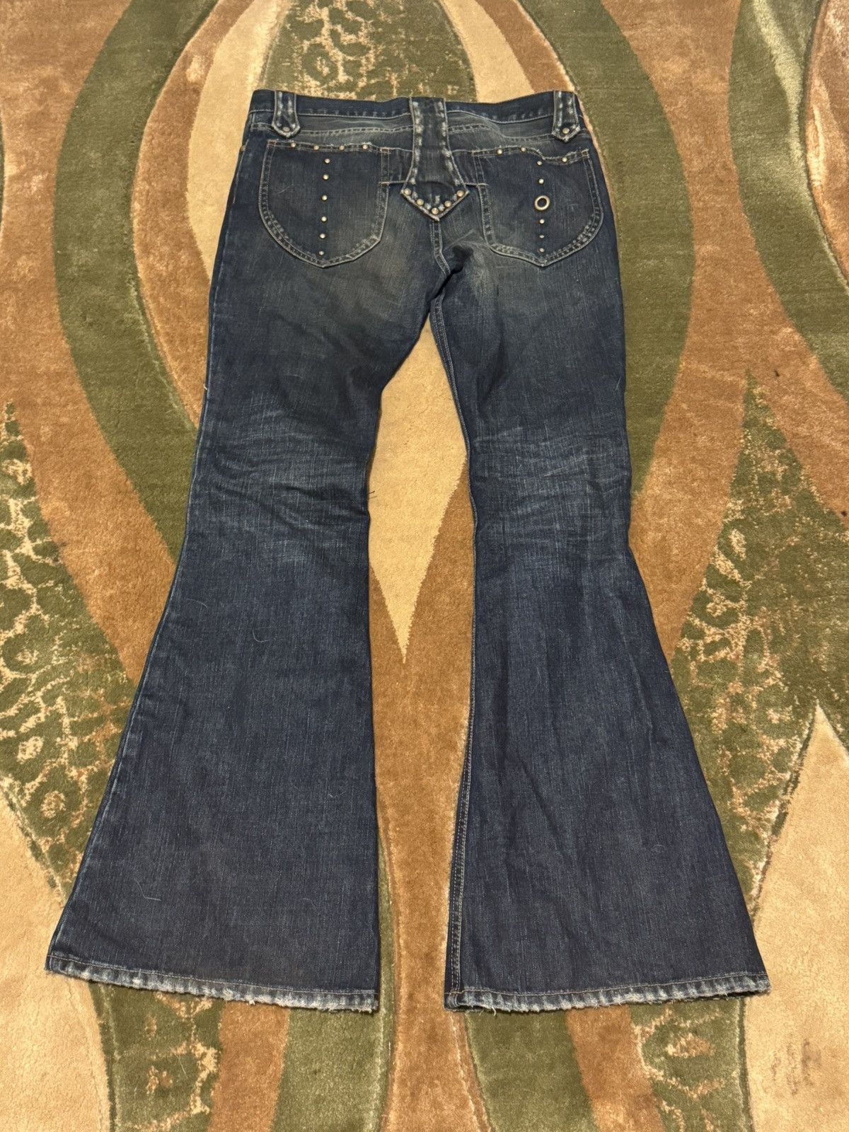 Japanese Brand LED RECHWE Veronica ‘Guerilla’ Lace Up Flared Jeans Size US 31 - 3 Thumbnail