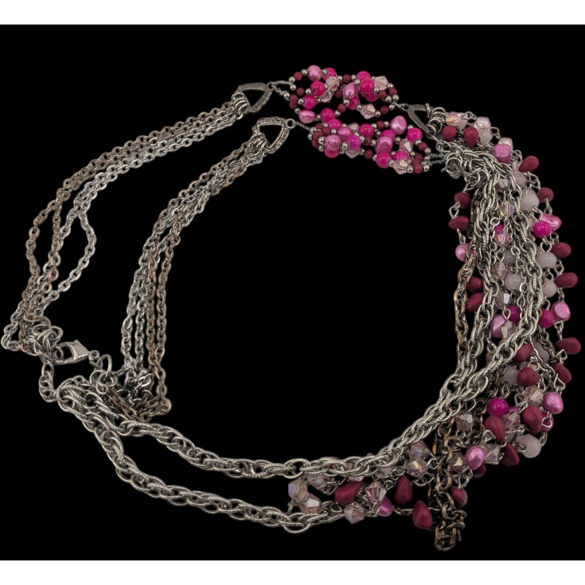 Other Vintage Y2K Multilayer Pink Bead & Chain Necklace Size ONE SIZE - 2 Thumbnail