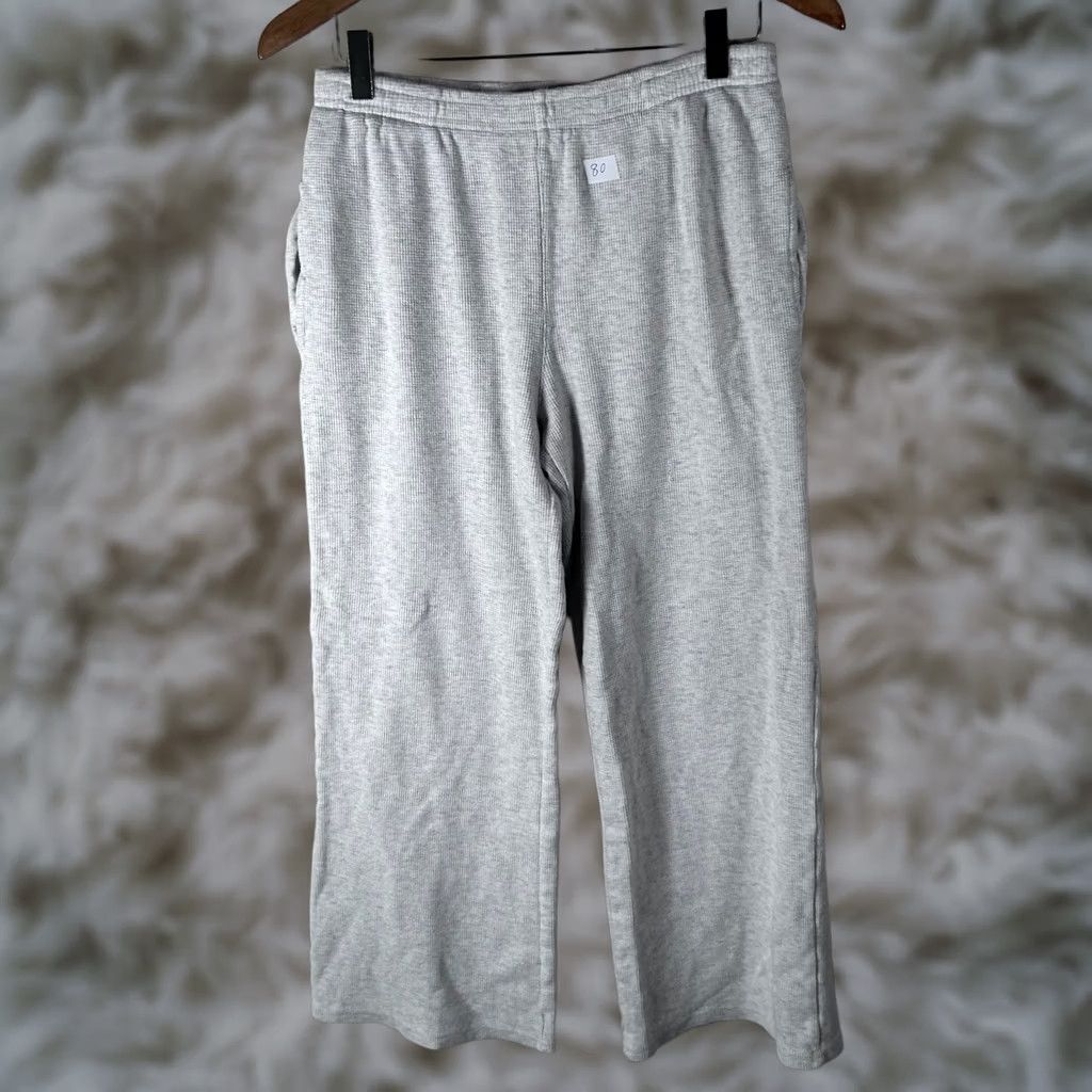 Brandy Melville Brandy Melville Gray Waffle Knit Thermal Pajama Pants Cotton Wide Leg Lounge Pants Womens One Size Regular Size 42" / US 20 - 1 Thumbnail