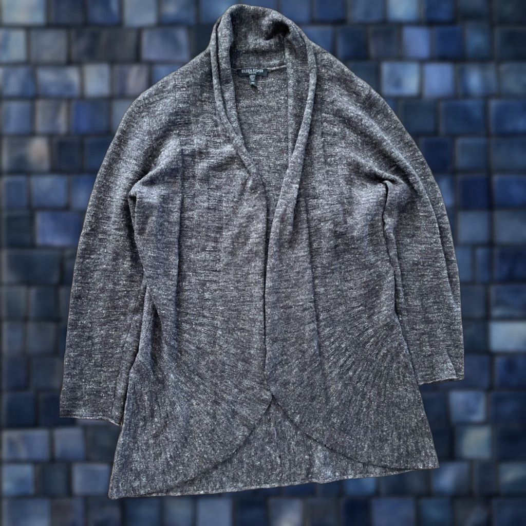 Eileen Fisher Eileen Fisher Sweater Cardigan Womens Petite Medium Open Front Wool/Silk/Linen V-Neck Casual Travel Gray Size M / US 6-8 / IT 42-44 - 1 Thumbnail