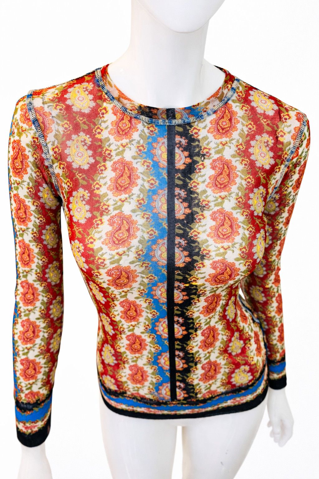 Jean Paul Gaultier Jean Paul Gaultier Mesh Top | Paisley Scarf Print | Sheer Size US S / EU 44-46 / 1 - 2 Thumbnail
