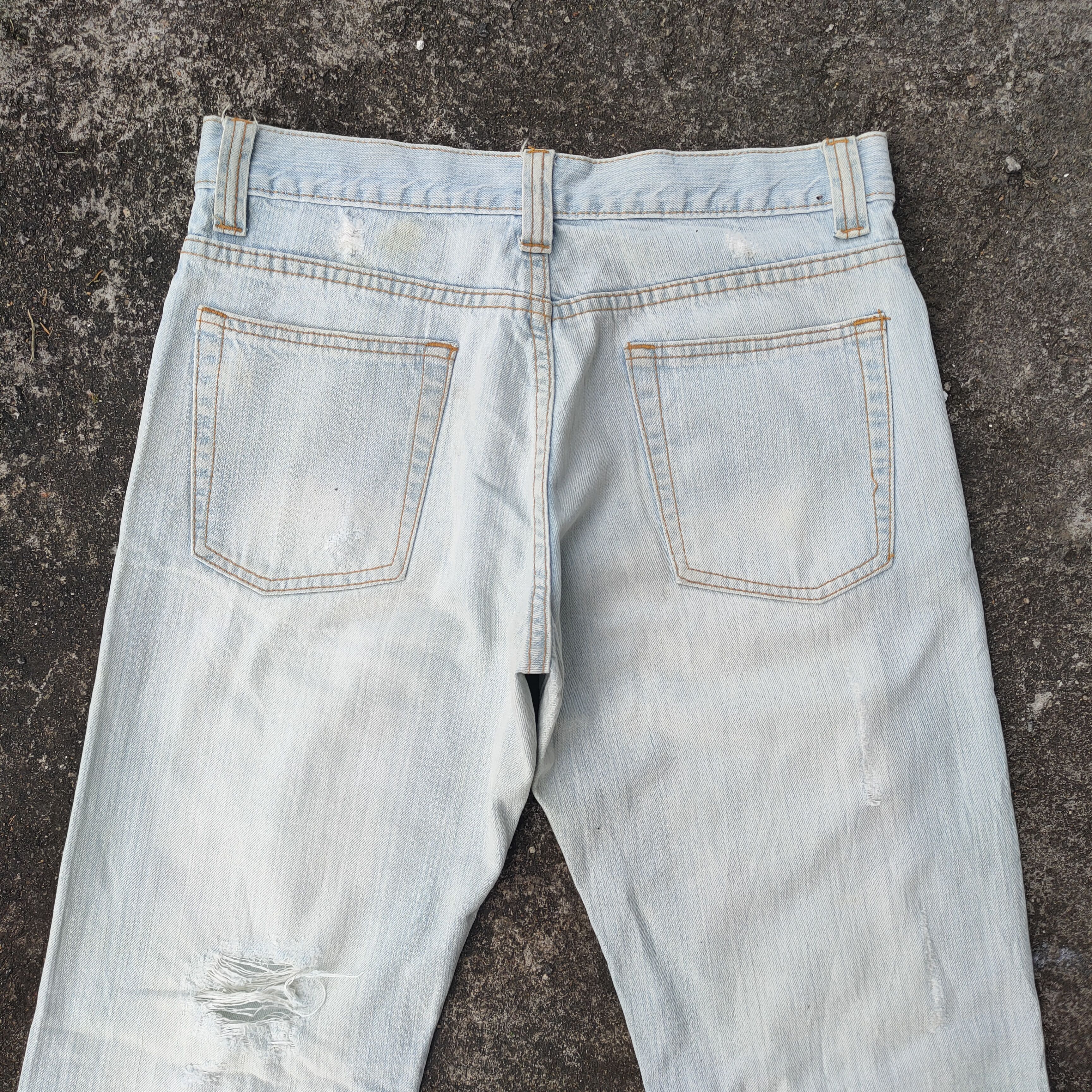 Japanese Brand × Jean × Vintage VINTAGE SEMANTIC DESIGN FLARE RIPPED LIGHT BLUE JEANS PANTS Size US 31 - 9 Thumbnail
