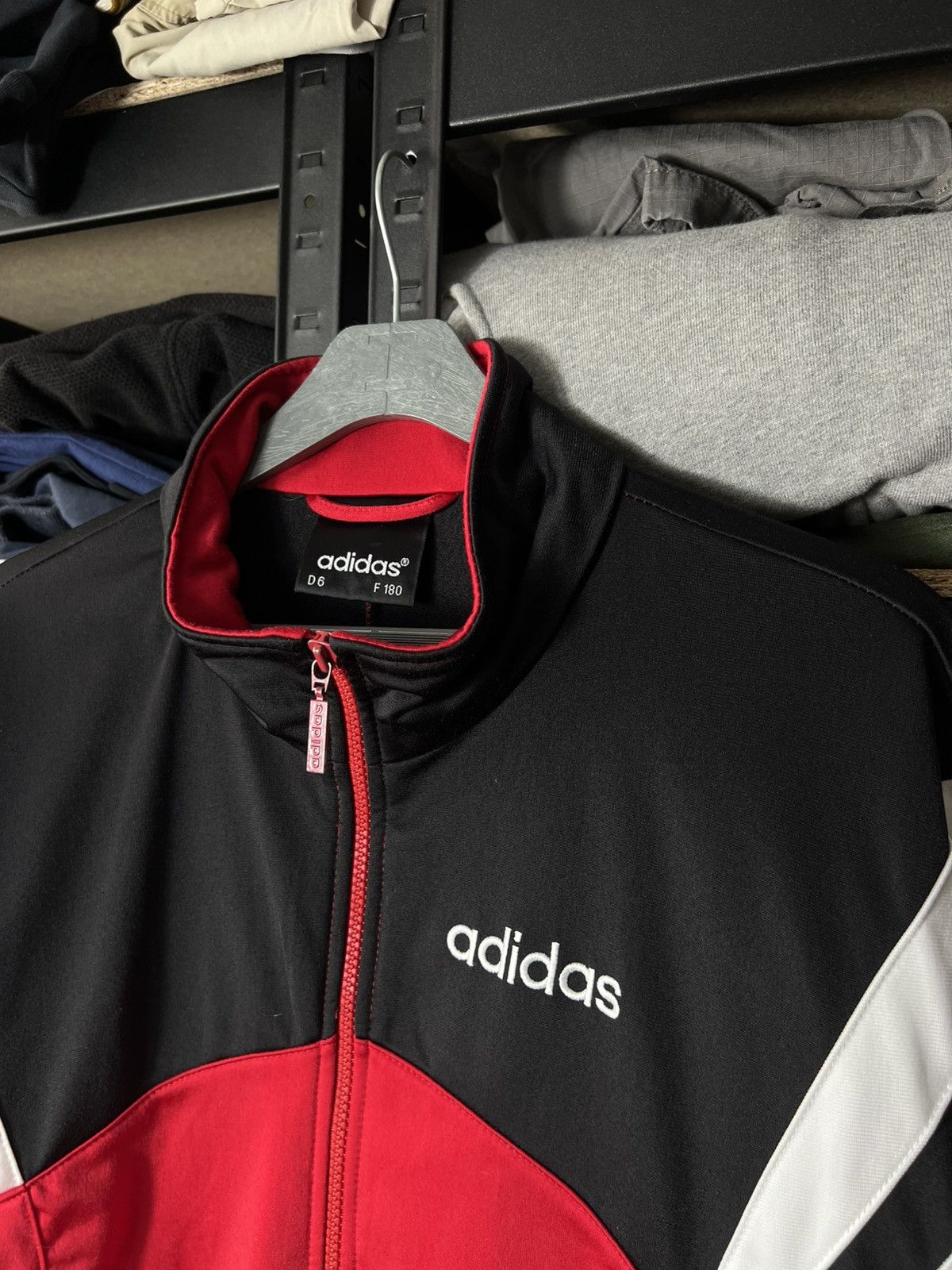 Adidas Vintage Adidas Track Jacket Red Black 90s Three Stripes Size US M / EU 48-50 / 2 - 5 Thumbnail