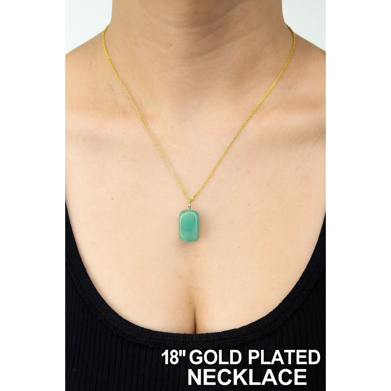 Other Tested Gemstone – Jadeite on 18" Gold Plated Necklace Size ONE SIZE - 2 Thumbnail