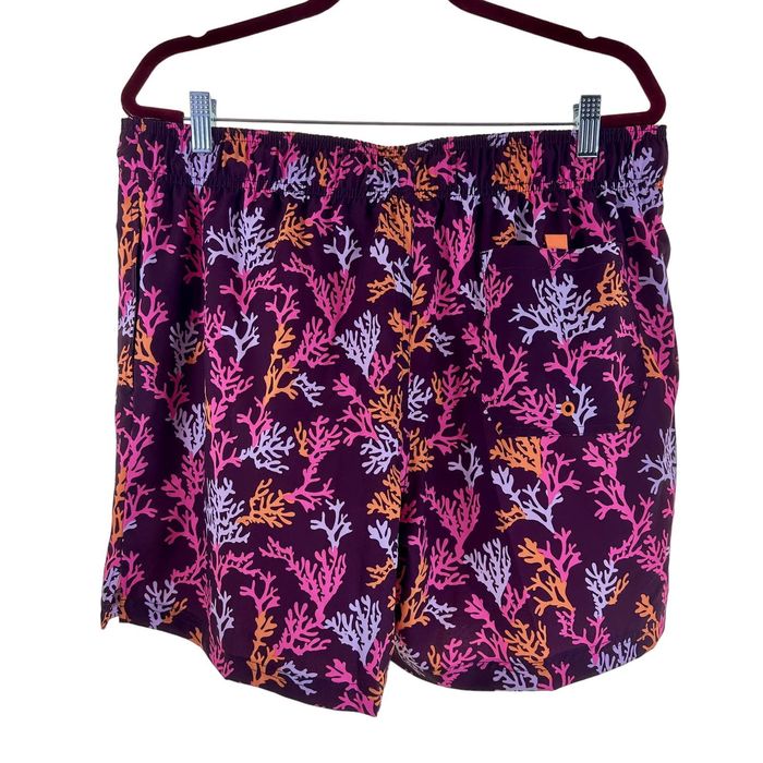 Men's Large Burgundy Coral Print Swim Trunks Grailed