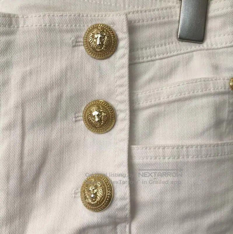 Balmain Balmain White Cotton Women's Denim Pants . Size 22" - 4 Thumbnail