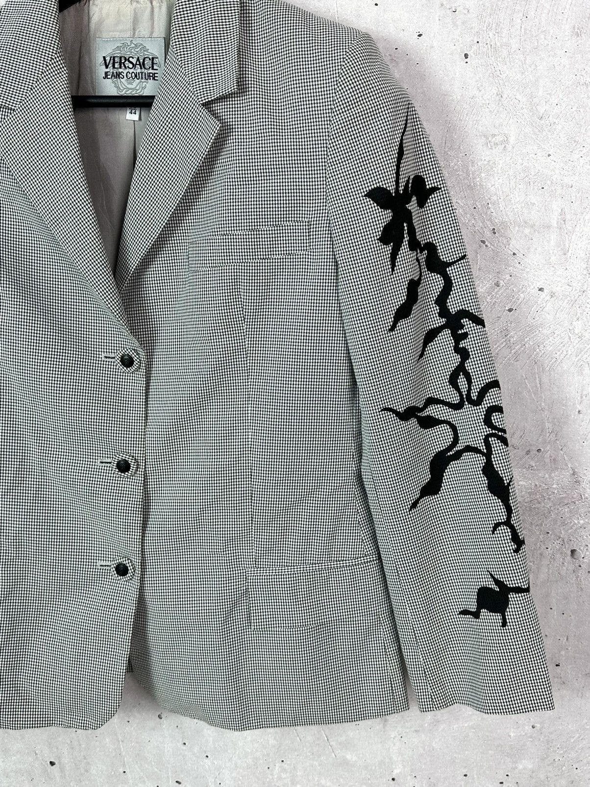 Versace Jeans Couture × Vintage Versace Jeans Couture Vintage Mini Check Print Cotton Blazer Size M / US 6-8 / IT 42-44 - 3 Thumbnail
