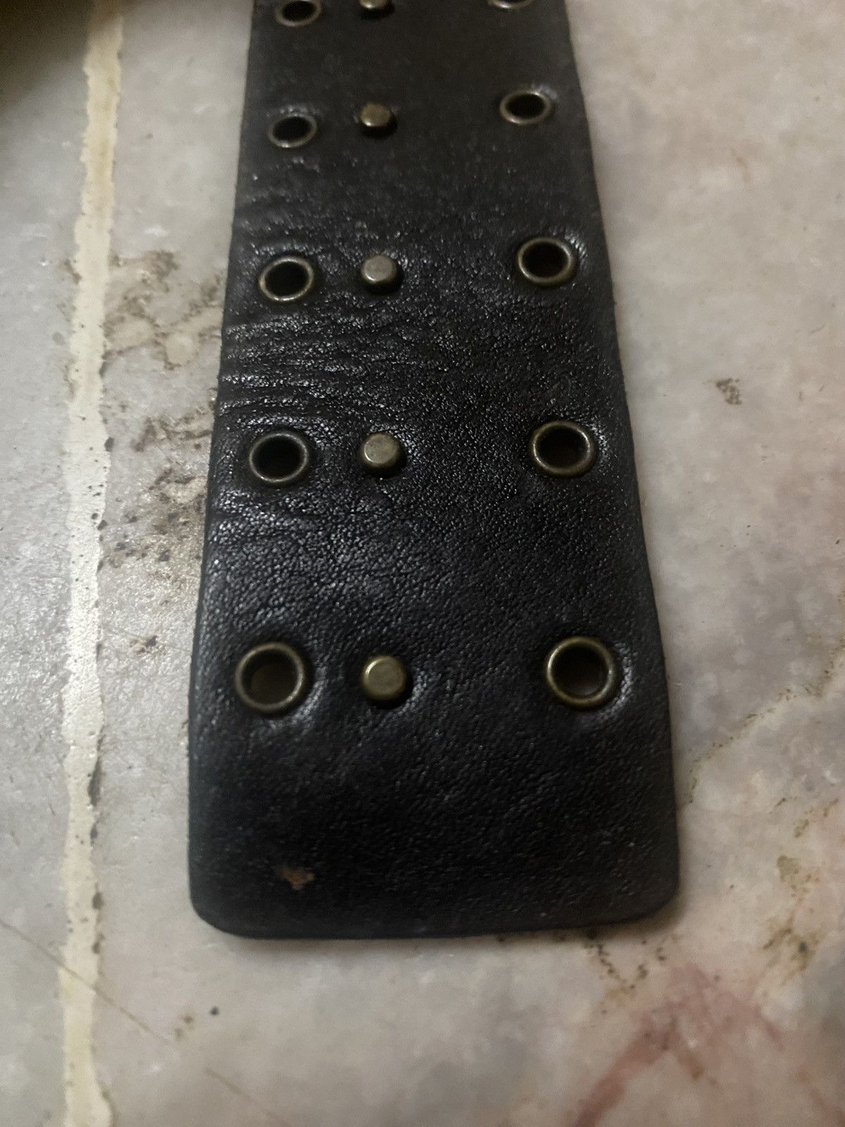 Genuine Leather Black Leather Belt with Tiny Studs Punk Rocker Size ONE SIZE - 4 Thumbnail