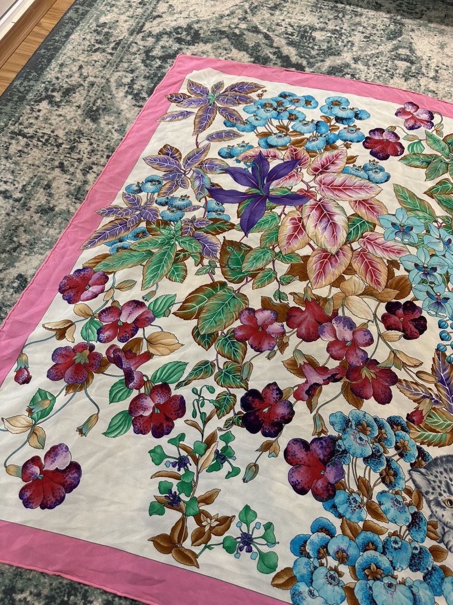 Dior 1980 - Christian Dior Floral Print Shawl Scarves (33x33) Size ONE SIZE - 13 Thumbnail