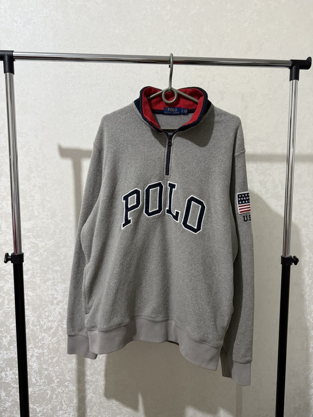 Polo Ralph Lauren POLO RALPH LAUREN USA FLEECE KNIT 1/4 ZIP SWEATSHIRT MEN Y2K Size US L / EU 52-54 / 3 - 1 Thumbnail