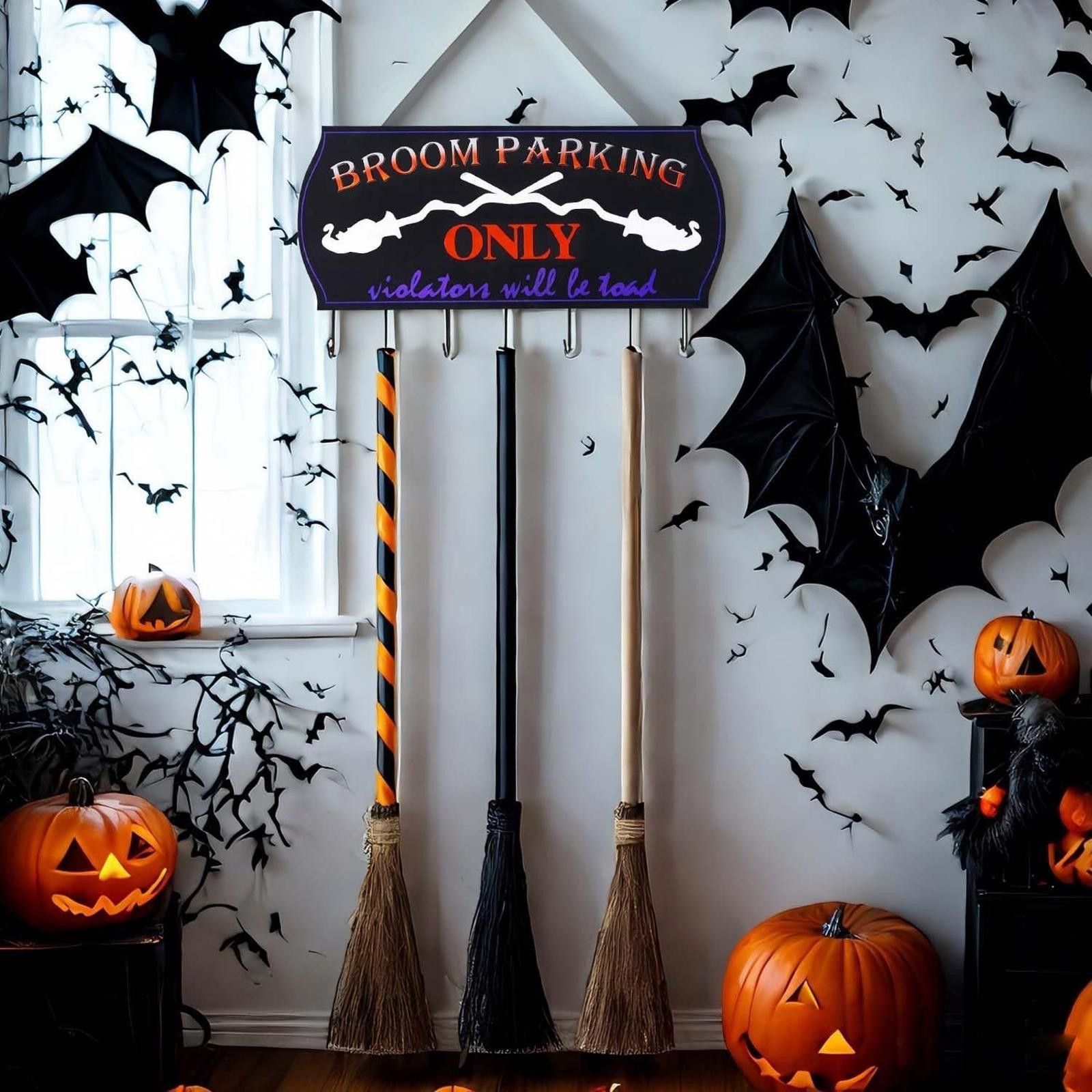 NASCAR LARGE Halloween Broom Parking Sign Witch Decor NEW Size ONE SIZE - 3 Thumbnail