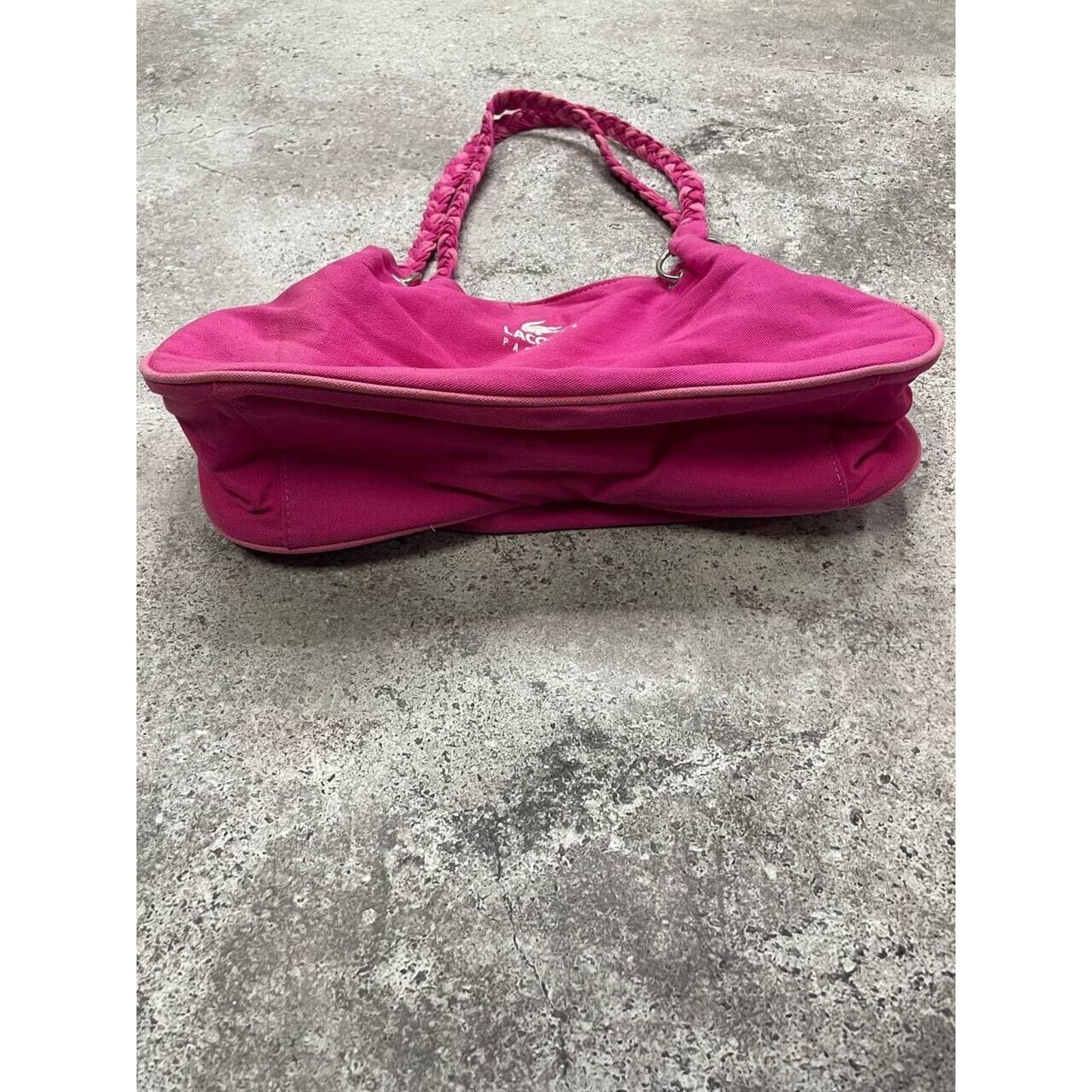 Lacoste × Vintage Vintage Pink Lacoste Parfums Tote Bag Satin Lining Braided Size ONE SIZE - 4 Thumbnail