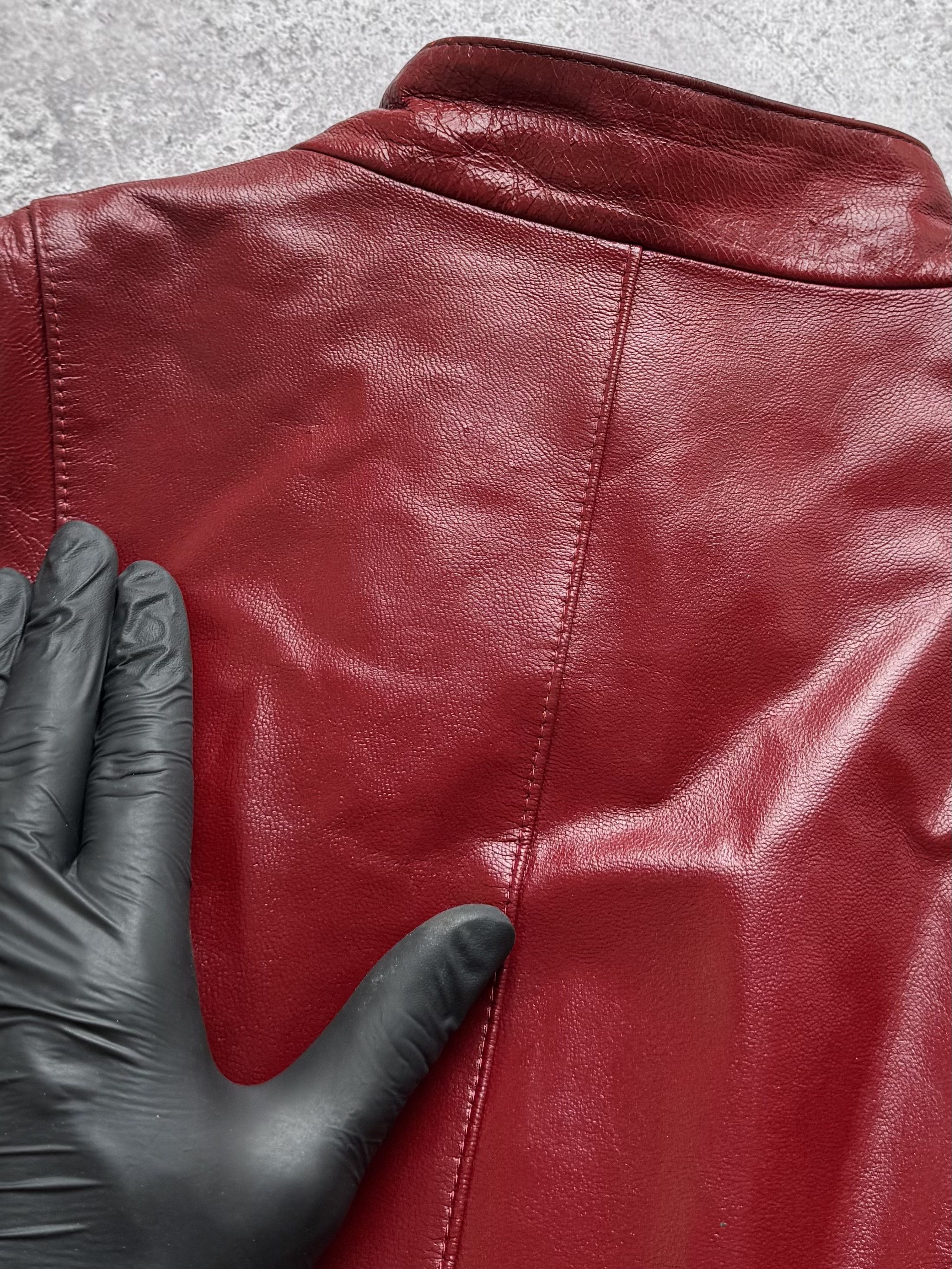 Vintage Vintage Red Genuine Leather Jacket Moto Biker Slim Fit Y2KE8 Size S / US 4 / IT 40 - 15 Thumbnail