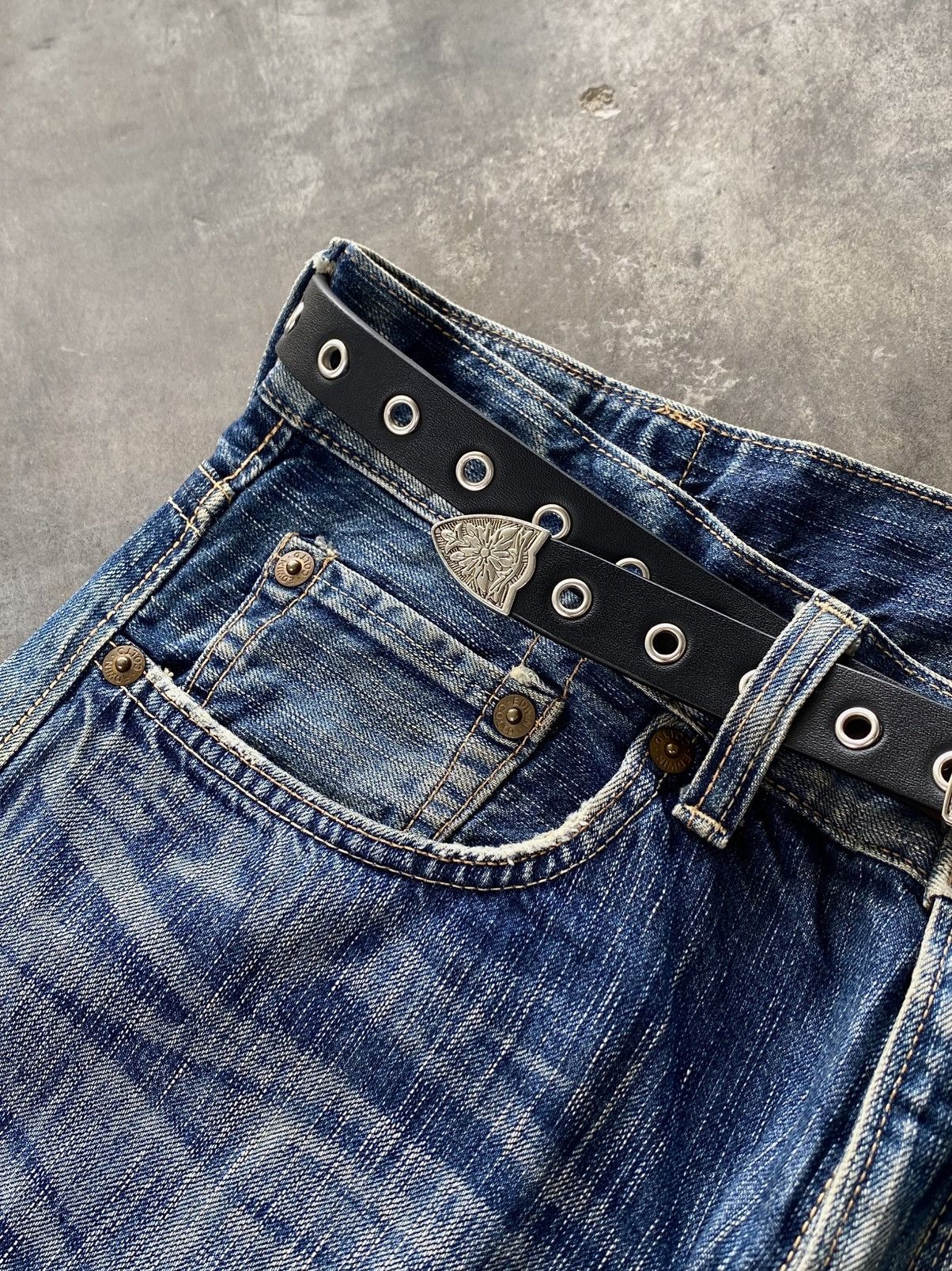 If Six Was Nine Vtg Edwin Jpn Flared Denim Crazy Fade Distressed 🇯🇵 Size US 37 - 8 Thumbnail