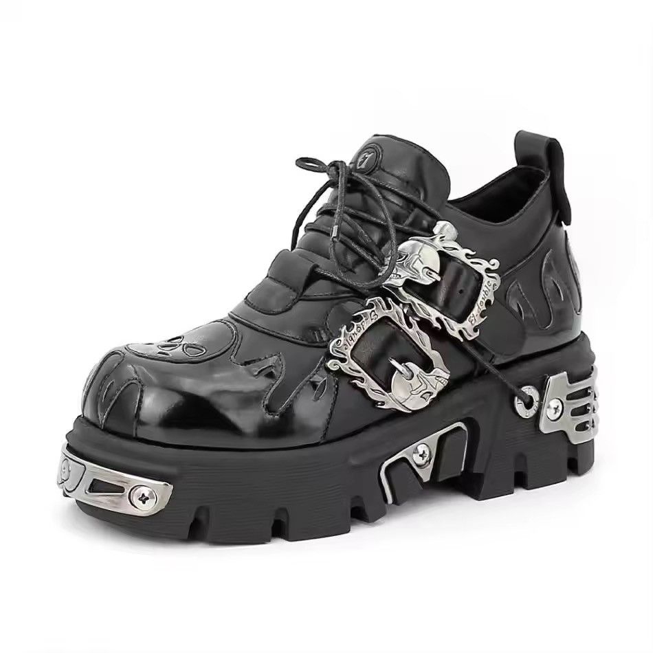Other Gothic Punk Motorcycle Platform Metal Split Leather Boots Size US 11 / EU 44 - 6 Thumbnail