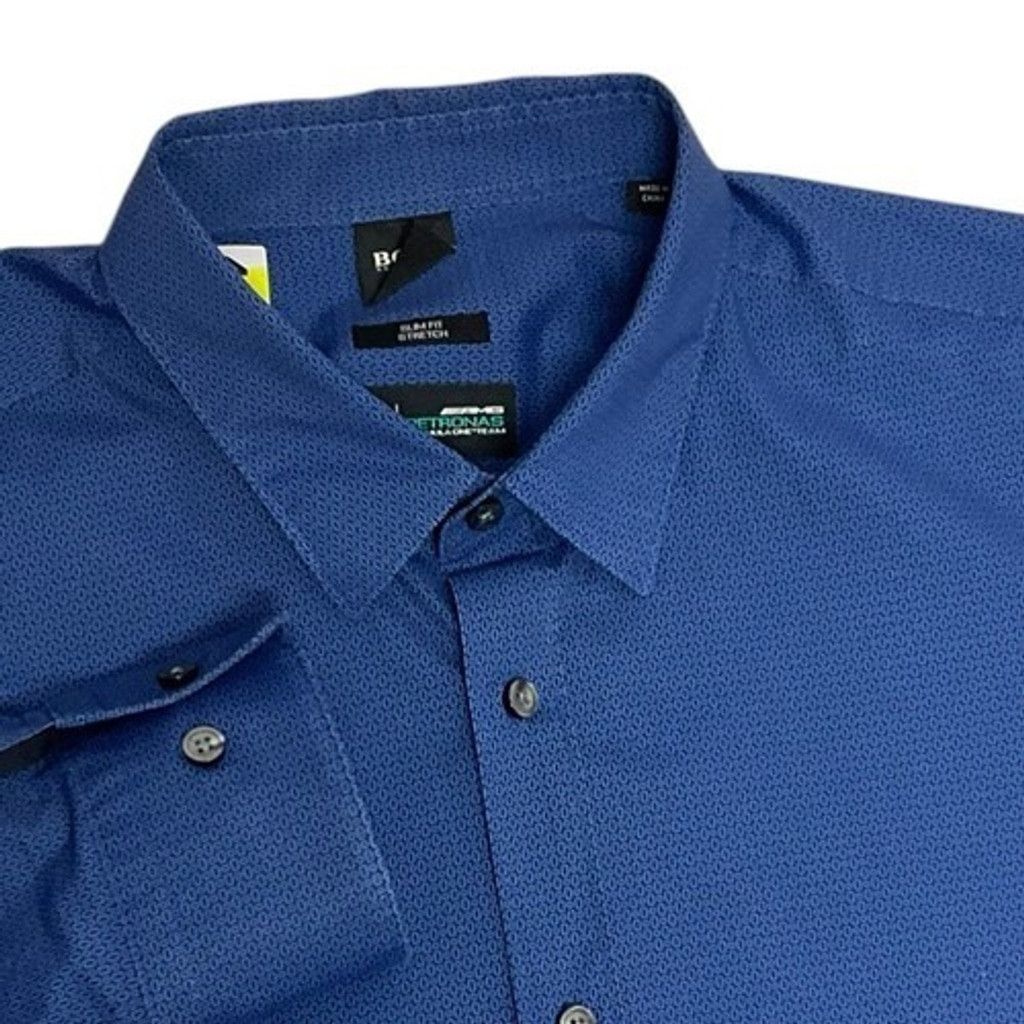 Hugo Boss Hugo Boss Slim Fit Stretch Mercedes Logo Button Shirt Men XL Size US XL / EU 56 / 4 - 1 Thumbnail