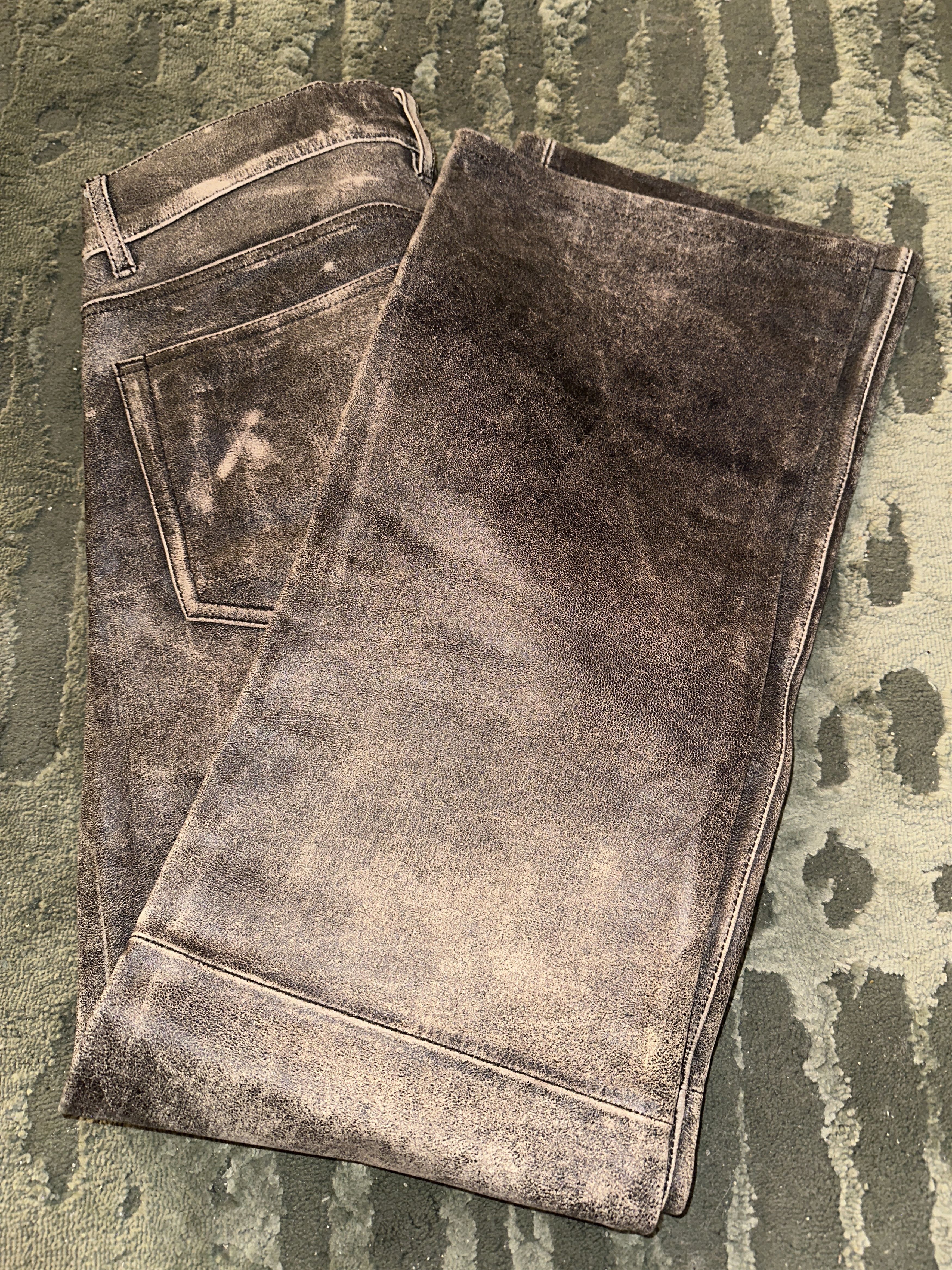 291295=Homme 291295 = Homme Faded Leather Jeans Size US 30 / EU 46 - 4 Thumbnail