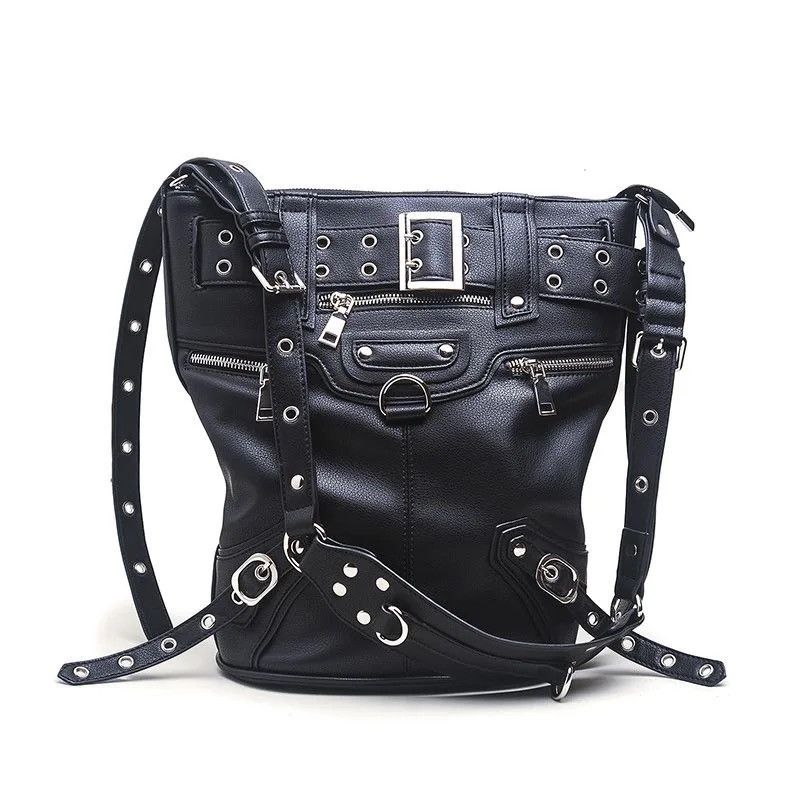 High Street Gothic Capacity Crossbody Bag Unisex in Black, Men's