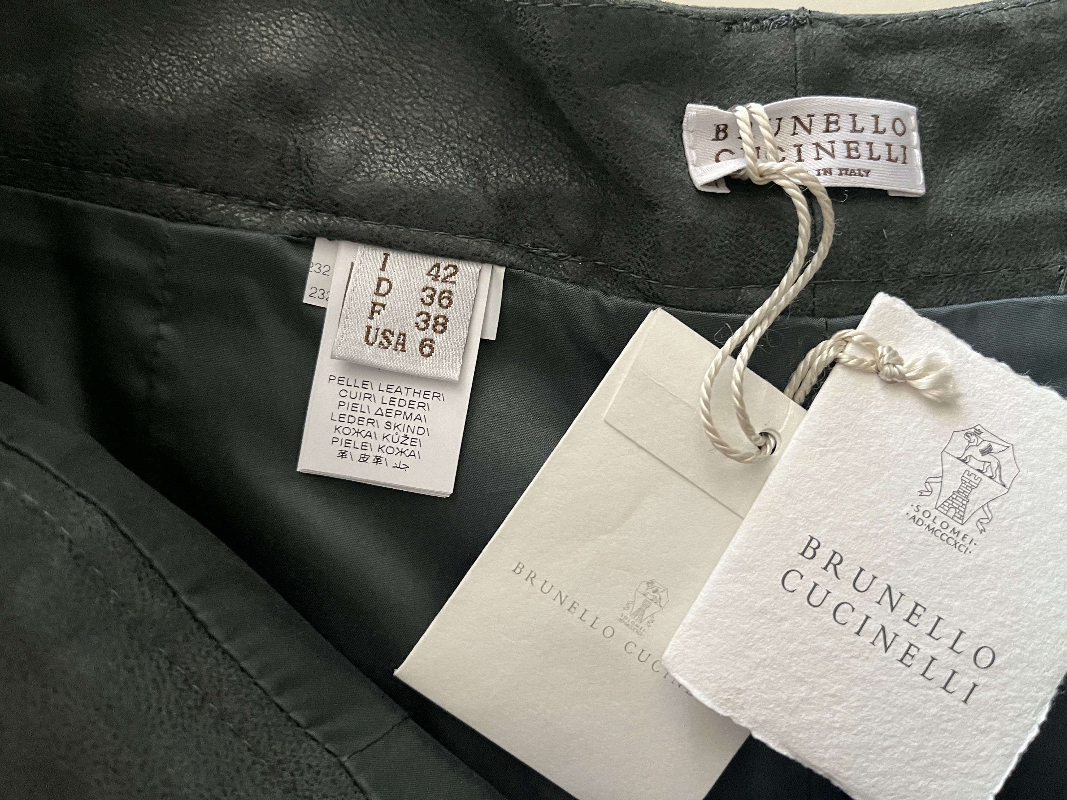 Brunello Cucinelli Leather Suede Trousers Size 28" / US 6 / IT 42 - 4 Thumbnail