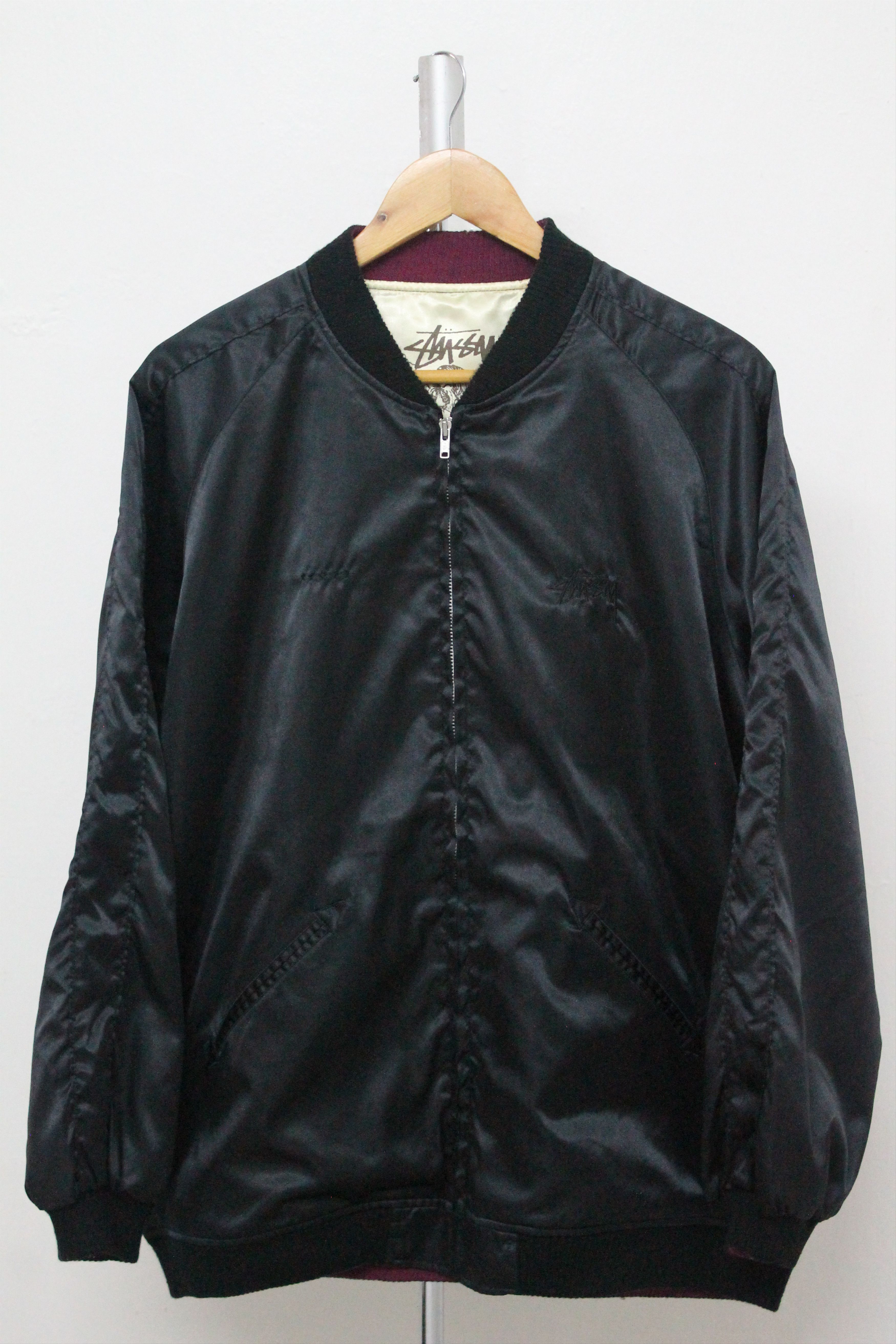 Stussy STUSSY California Satin Jacket Sukajan Black Bomber jacket