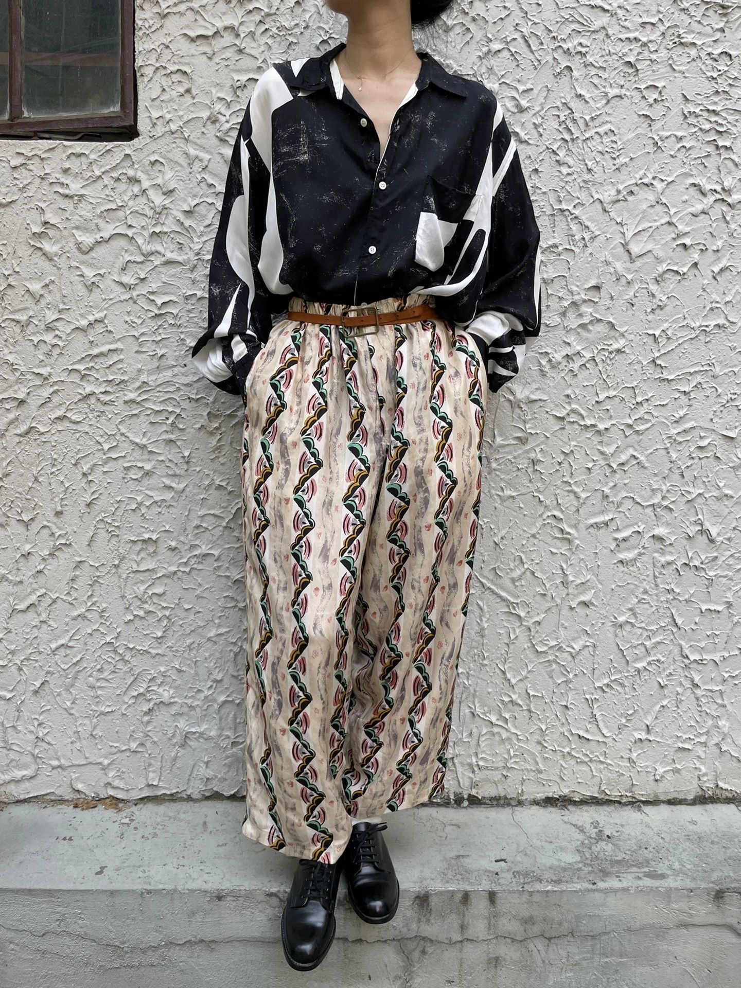 Comme des Garcons CDG HOMME 1985 Geometric B&W Rayon Shirt M-L Size US M / EU 48-50 / 2 - 4 Thumbnail