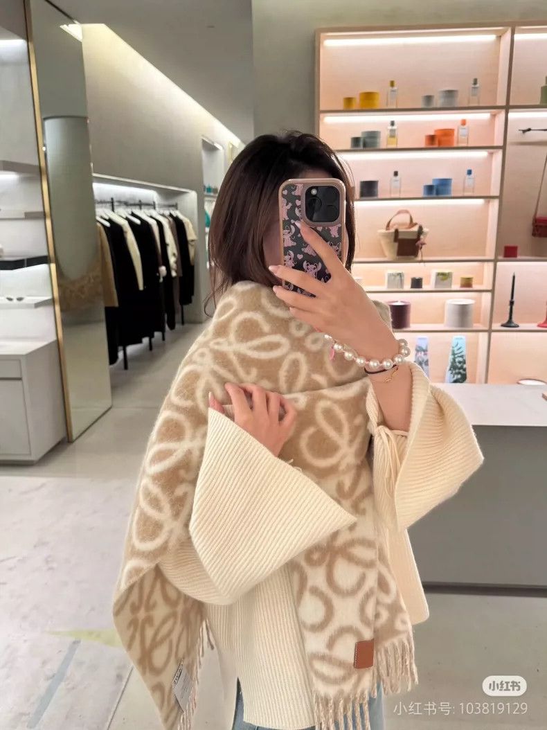 Loewe LOEWE Lamb alpaca double sided scarf camel color Size ONE SIZE - 1 Thumbnail