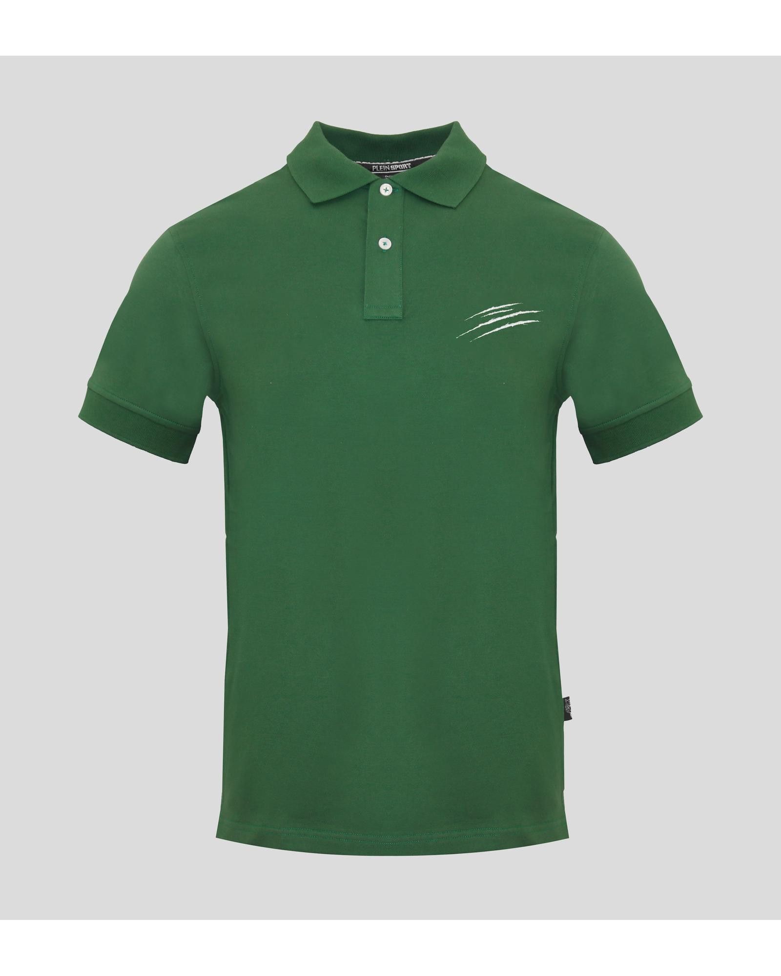 image of Philipp Plein Solid Cotton Polo Shirt With Logo Detail in Green, Men's (Size 2XL)