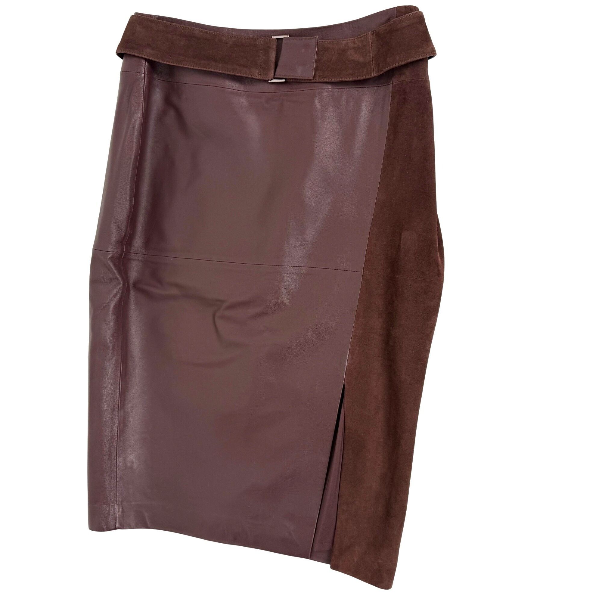 White House Black Market White House Black Market Belted Cocoa Brown Leather Combo Pe Size 30" / US 8 / IT 44 - 1 Thumbnail