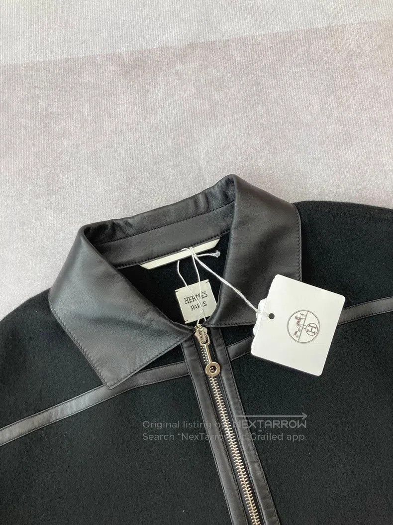 Hermes Hermes Black Cashmere and Leather Crop Jacket Size M / US 6-8 / IT 42-44 - 2 Thumbnail
