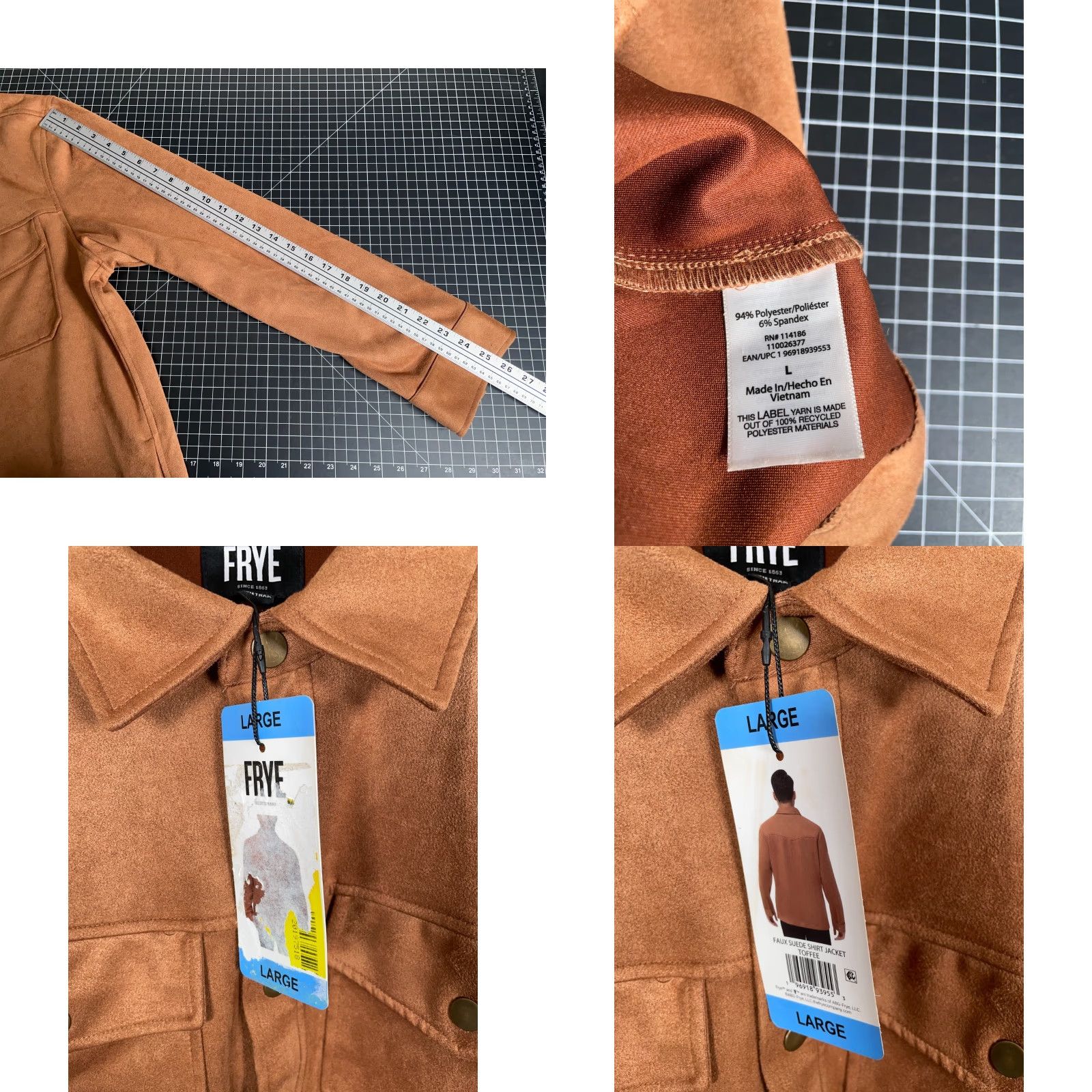 Frye VINTAGE Frye Shirt Jacket Brown L Large Faux Suede Button-Up Collared Long Sleeve Size US L / EU 52-54 / 3 - 8 Thumbnail