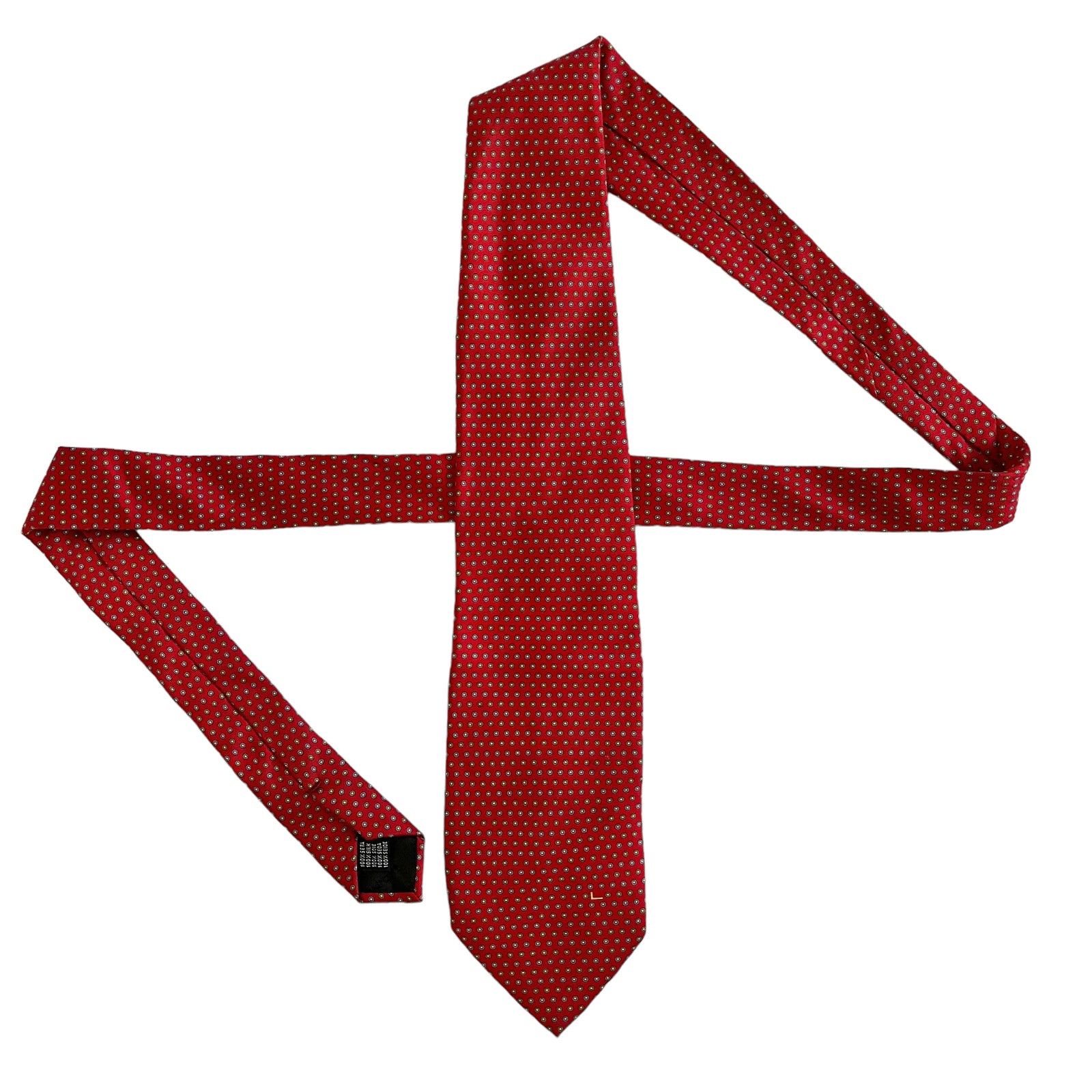 Lancel Lancel Red Geometric Print Foulard Silk Tie Size ONE SIZE - 3 Thumbnail