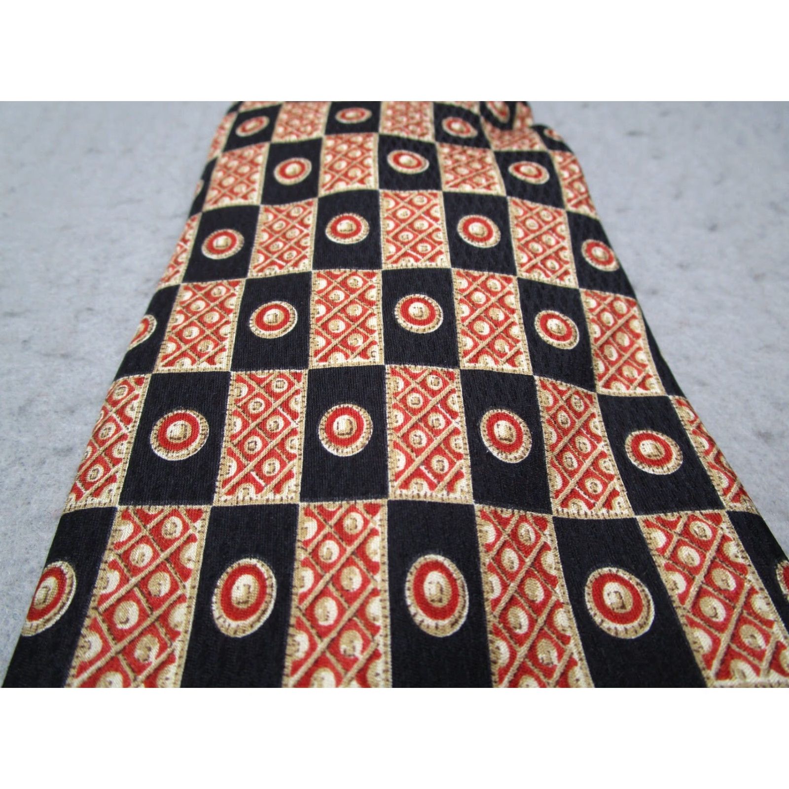 Canali Canali Tie Mens Red Silk Neck Abstract Geometric Designer Made in Italy Size ONE SIZE - 2 Thumbnail